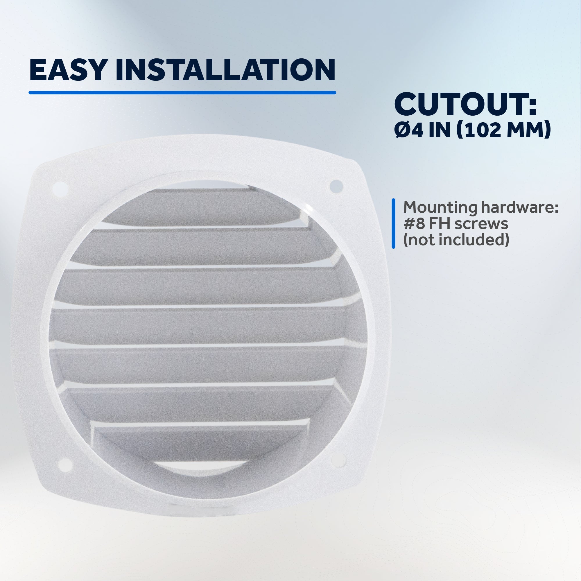7-Slotted Louvered Hose Vent, 4-inch Hose Diameter, White - FO111 - Five Oceans