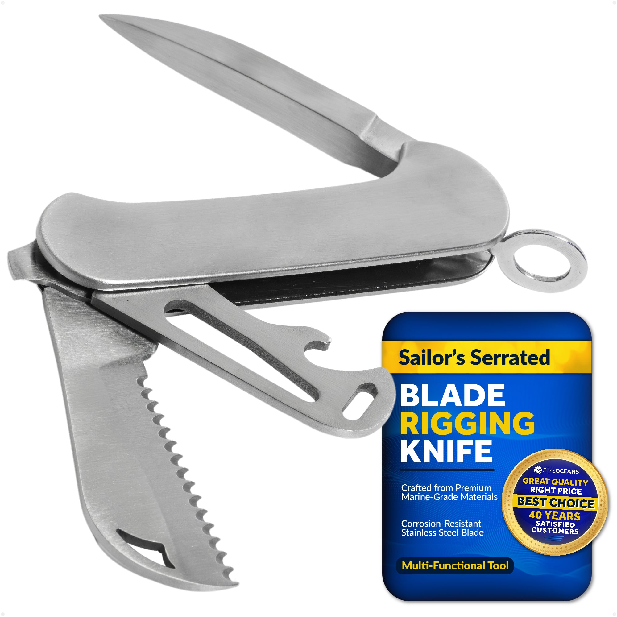 Sailor's Serrated Blade Rigging Knife - FO124 - Five Oceans