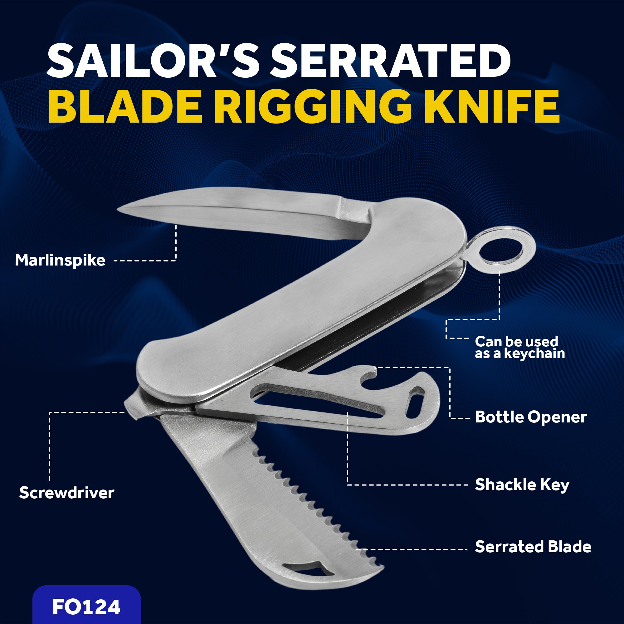 Sailor's Serrated Blade Rigging Knife - FO124 - Five Oceans