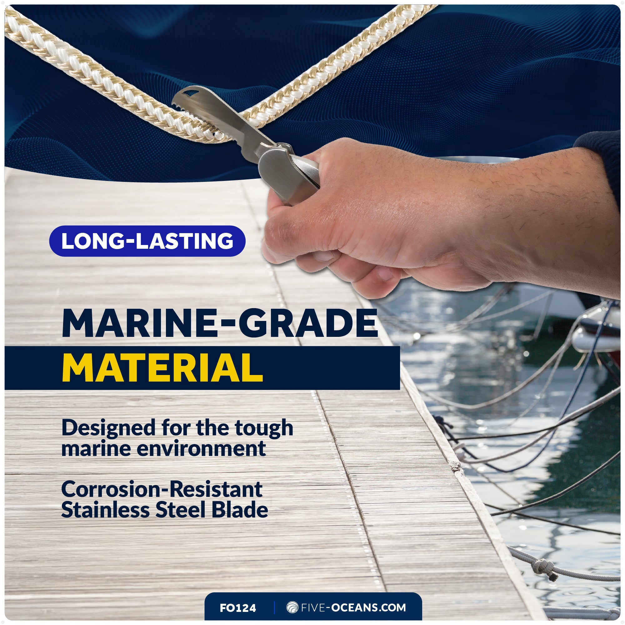 Sailor's Serrated Blade Rigging Knife - FO124 - Five Oceans