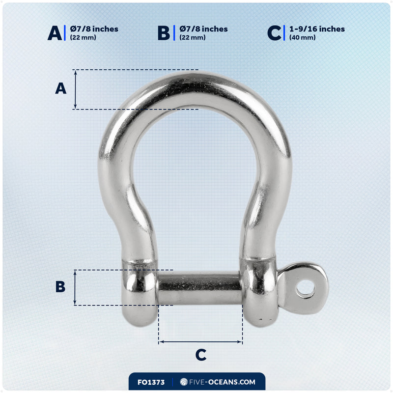 7/8" Screw Pin Anchor Bow Anchor Shackles, AISI316 Stainless Steel
