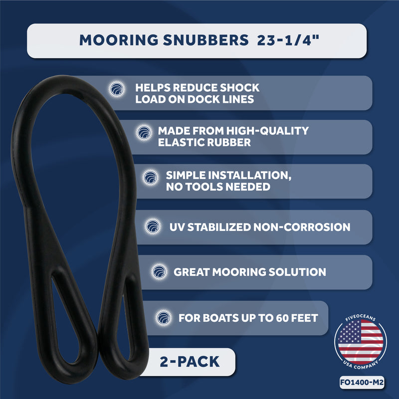 Dock Line Mooring Snubber, 1/2" Dia. 23-1/4" Length, Rubber, 2-Pack - FO1400-M2 - Five Oceans