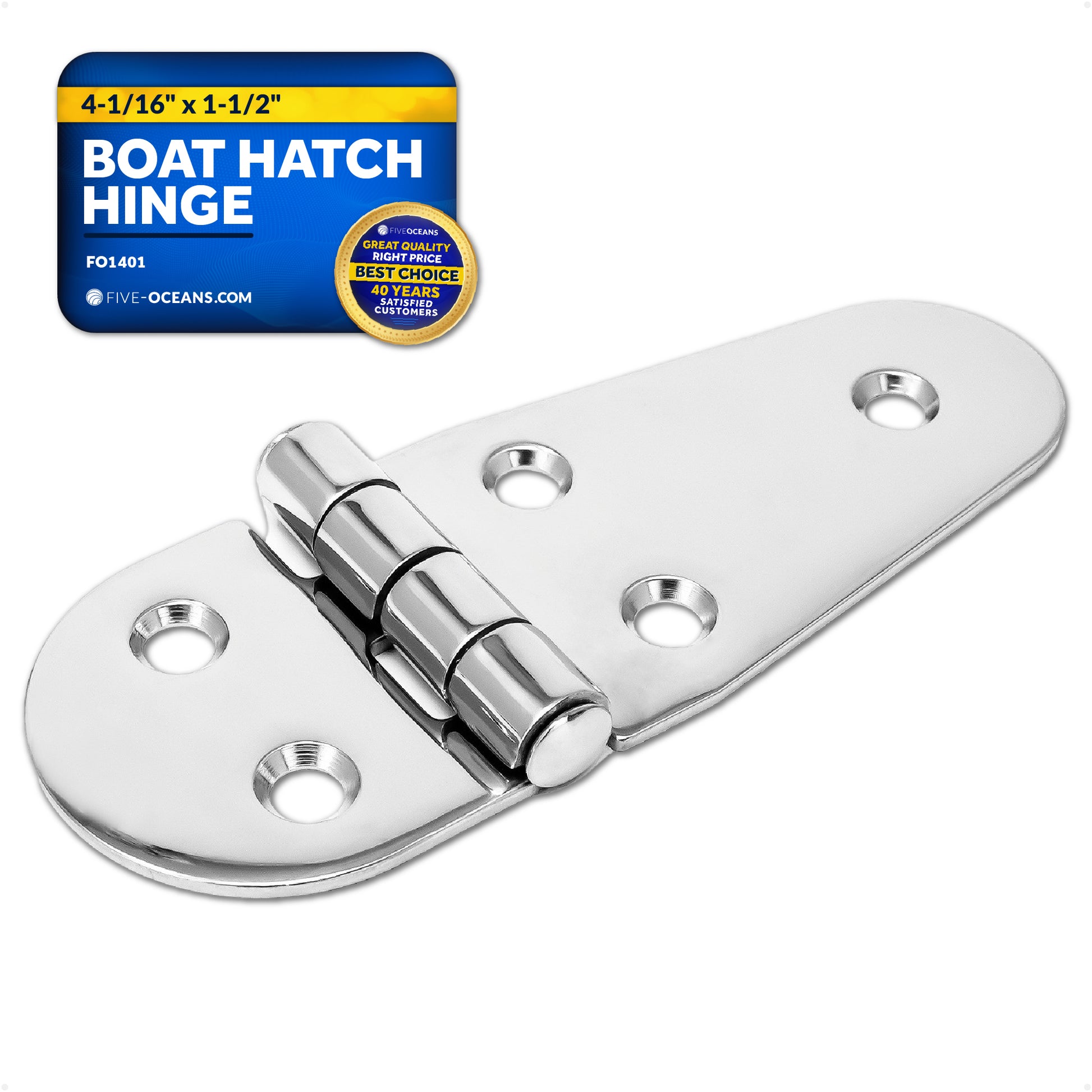 Boat Hatch Hinges 4-1/16" x 1-1/2", 316 Stainless Steel - FO1401 - Five Oceans
