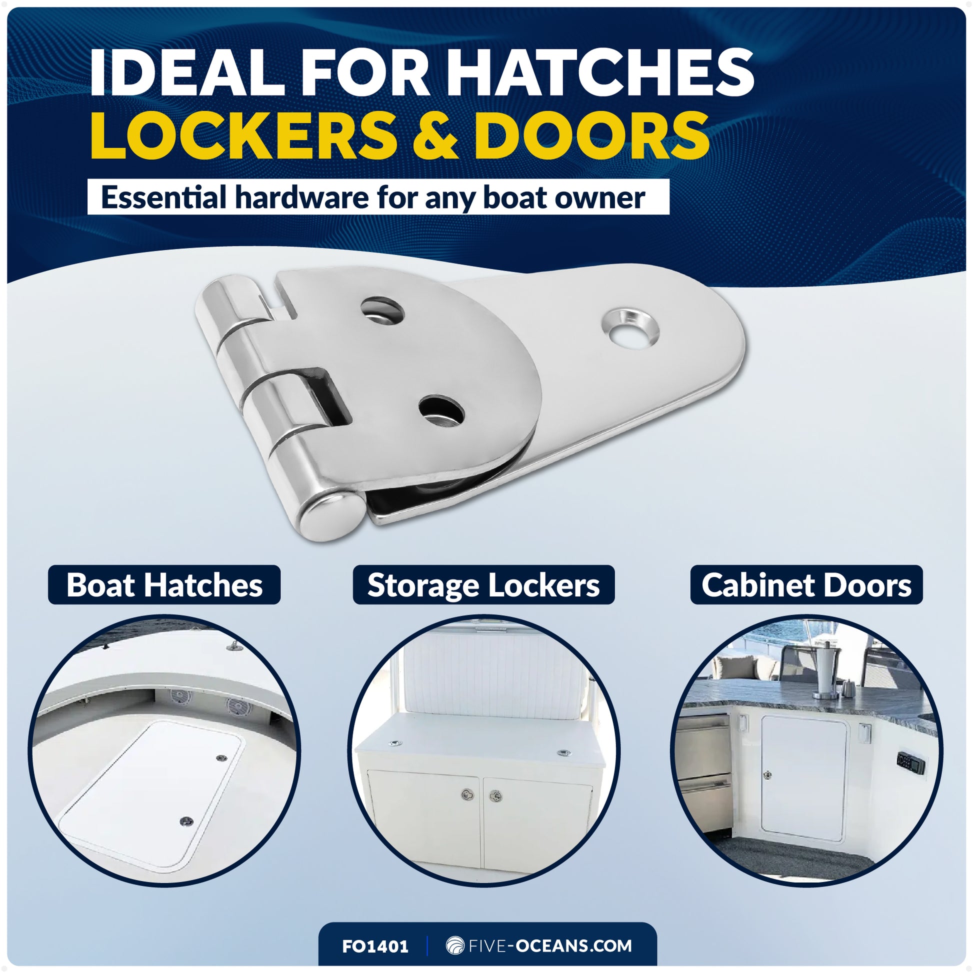 Boat Hatch Hinges 4-1/16" x 1-1/2", 316 Stainless Steel - FO1401 - Five Oceans