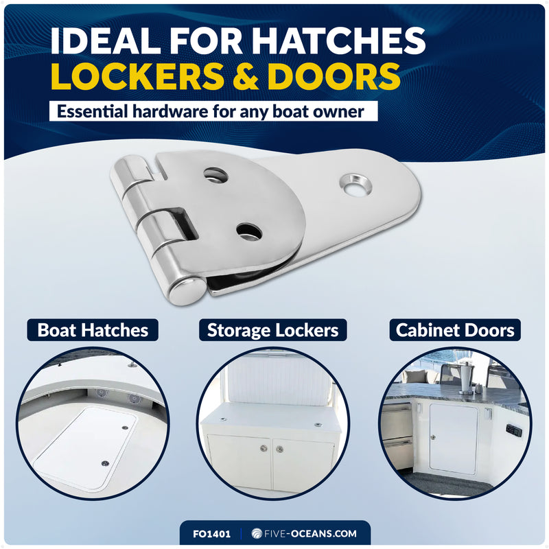 Hatch Hinge 4-1/16" x 1-1/2", AISI 316 Stainless Steel - FO1401 - Five Oceans