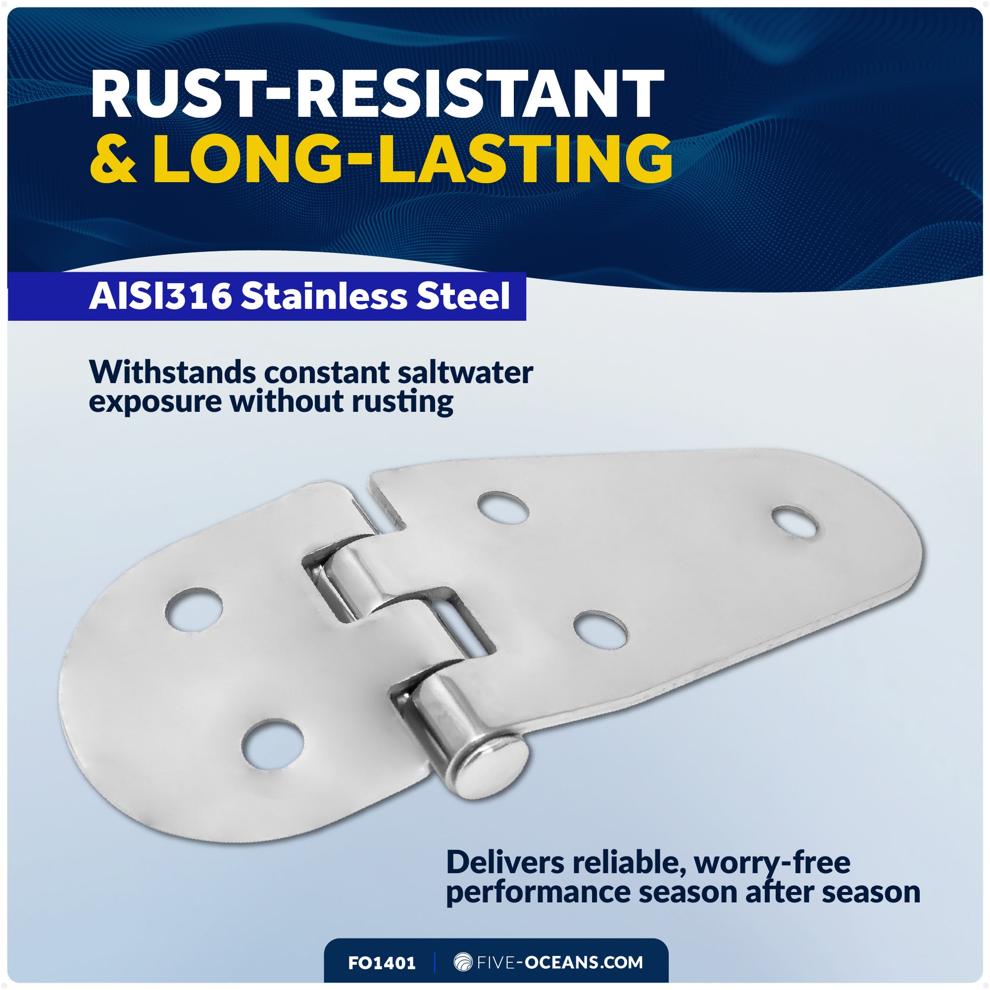 Boat Hatch Hinges 4-1/16" x 1-1/2", 316 Stainless Steel - FO1401 - Five Oceans
