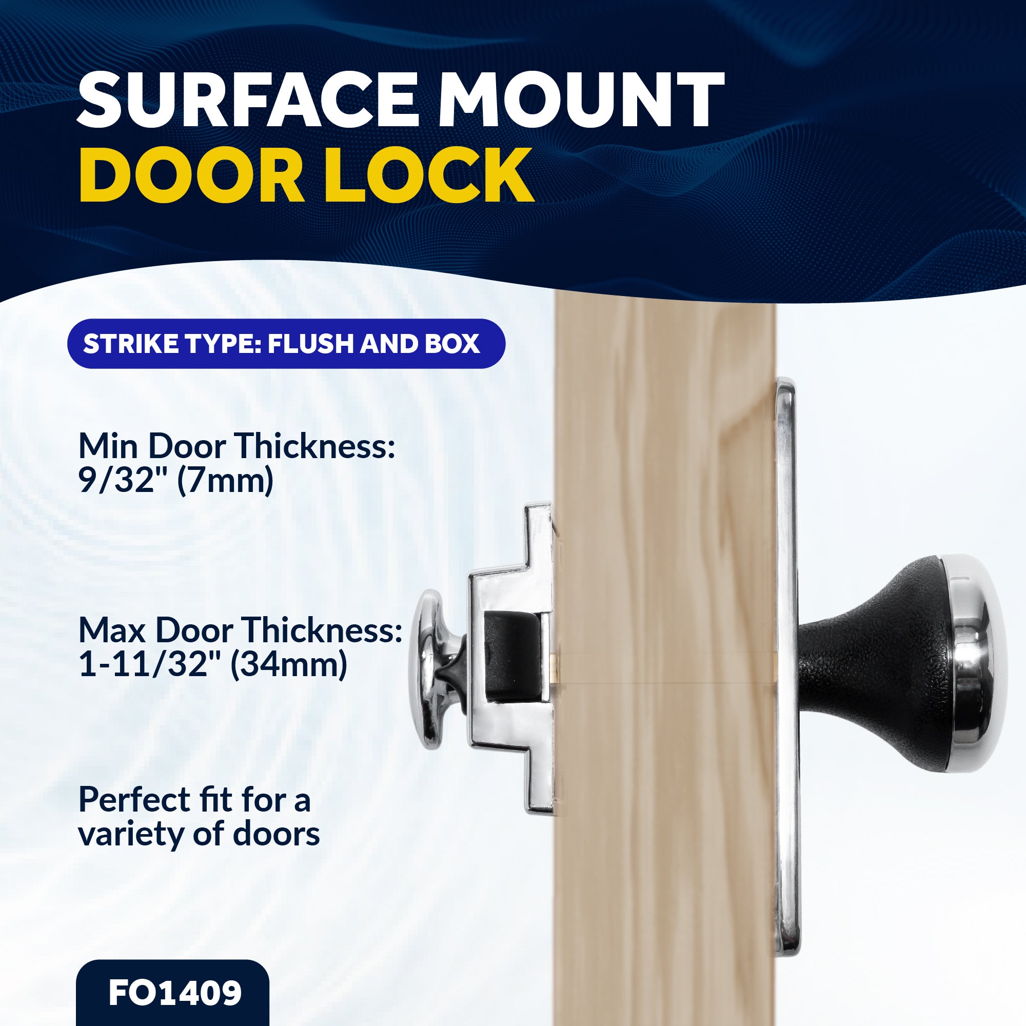 Boat Door Latch Lock, Surface Mount, Chrome Plated Finish - FO1409 - Five Oceans