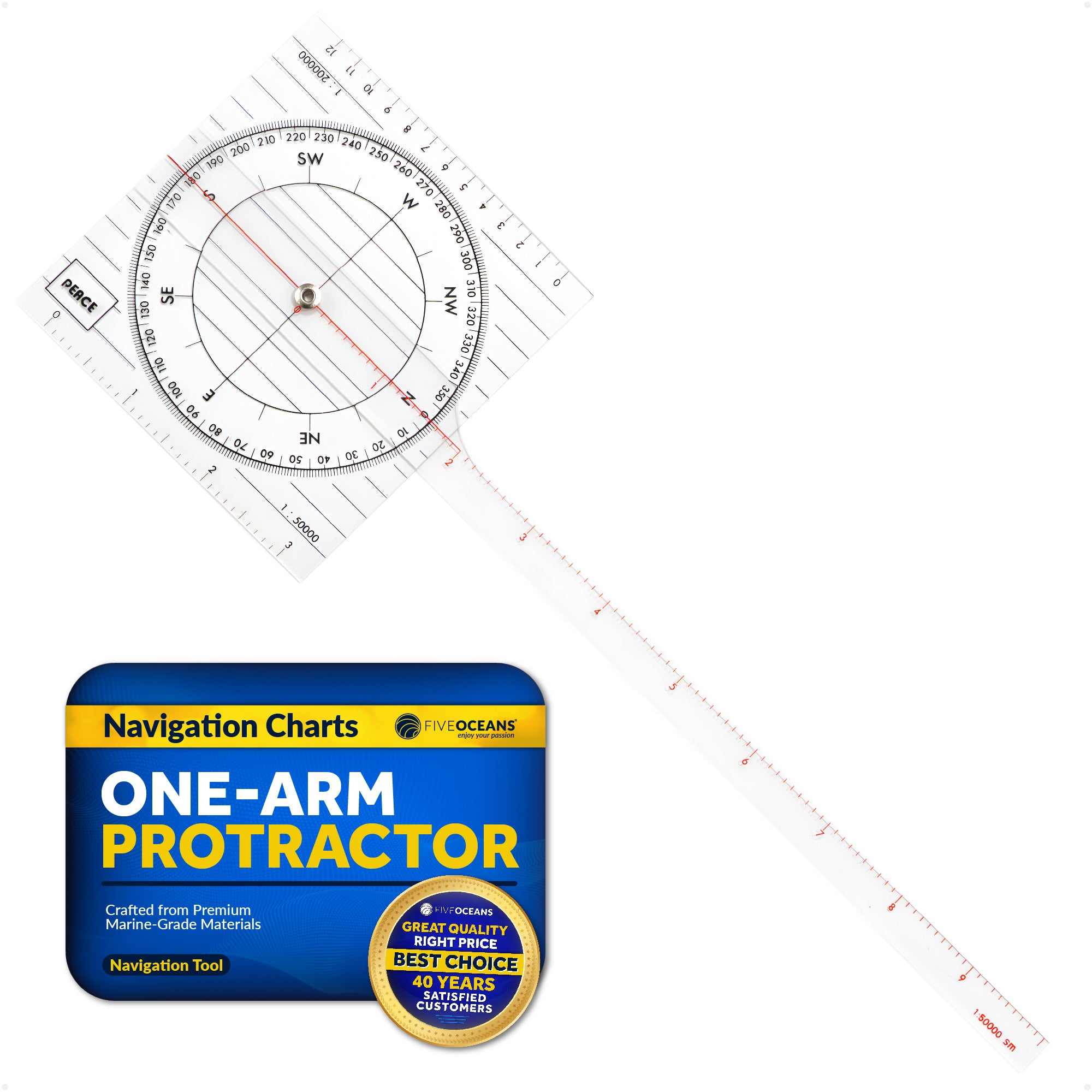 One-Arm Protractor for Navigations Charts - FO1415 - Five Oceans