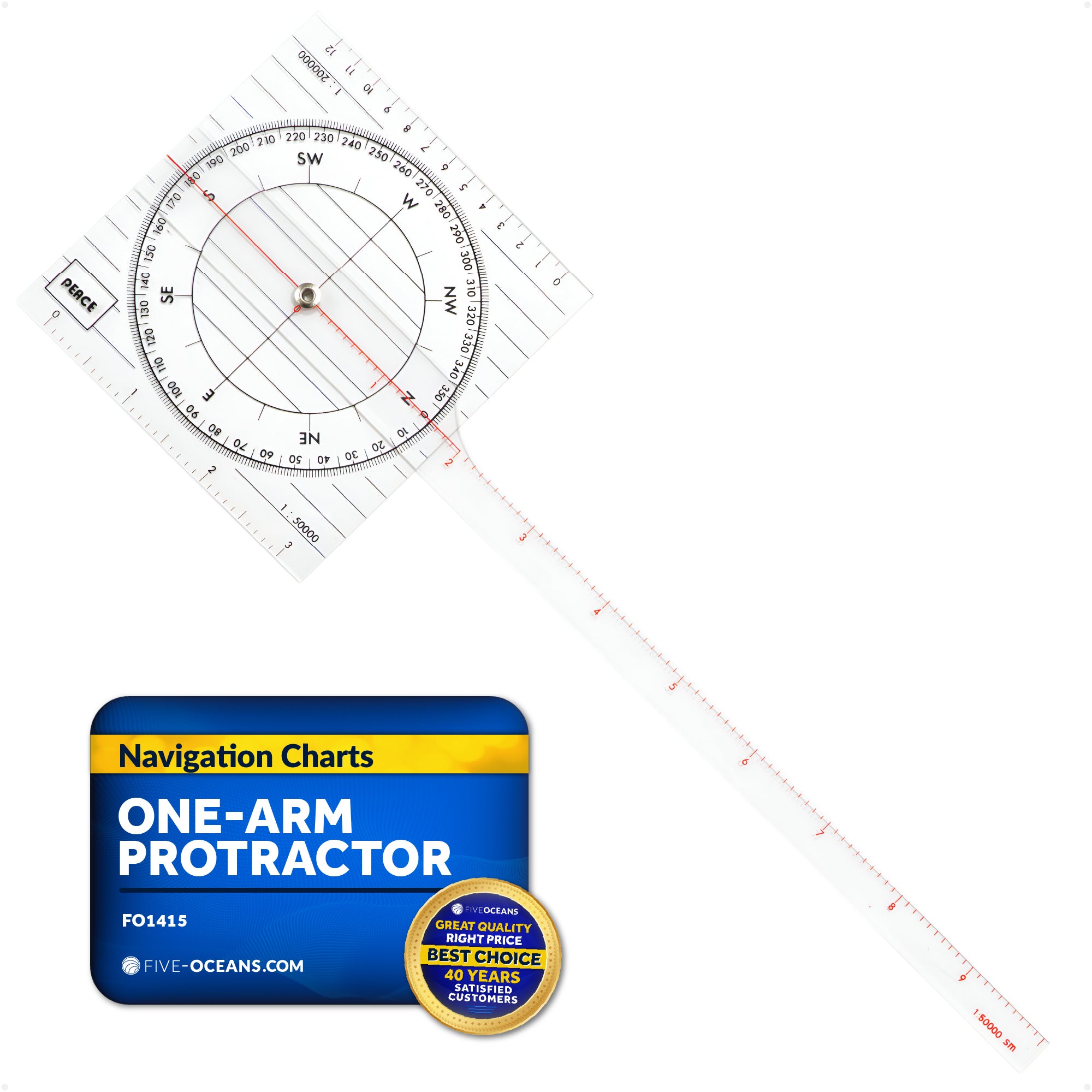 One-Arm Protractor for Navigations Charts - FO1415 - Five Oceans