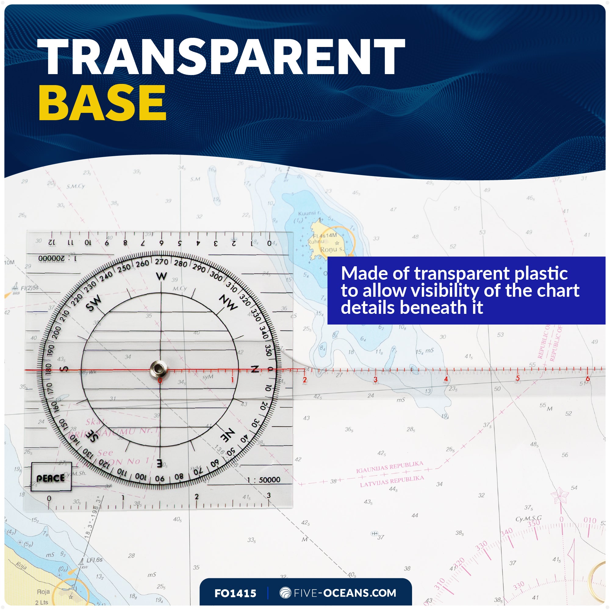 One-Arm Protractor for Navigations Charts - FO1415 - Five Oceans