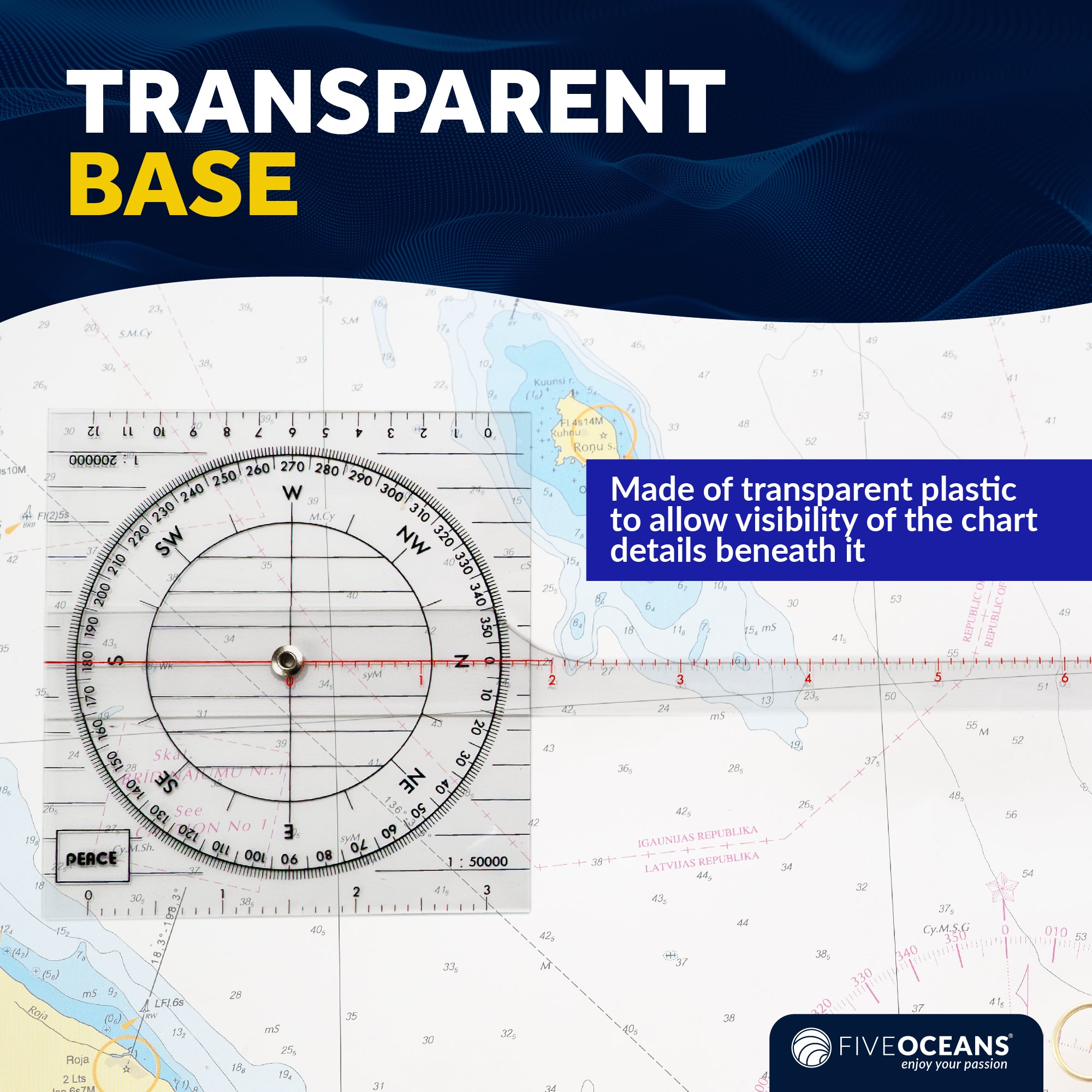 One-Arm Protractor for Navigations Charts - FO1415 - Five Oceans