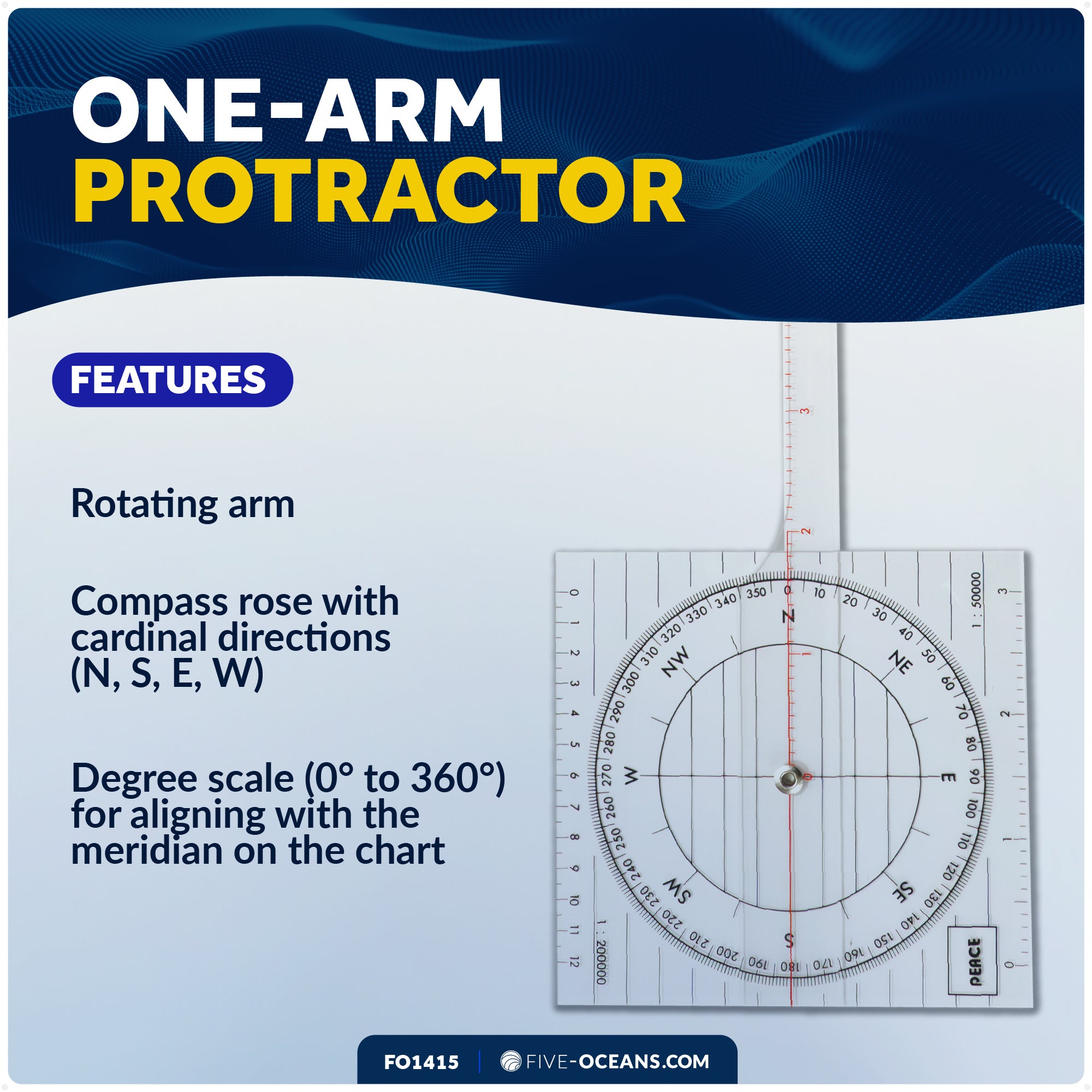 One-Arm Protractor for Navigations Charts - FO1415 - Five Oceans