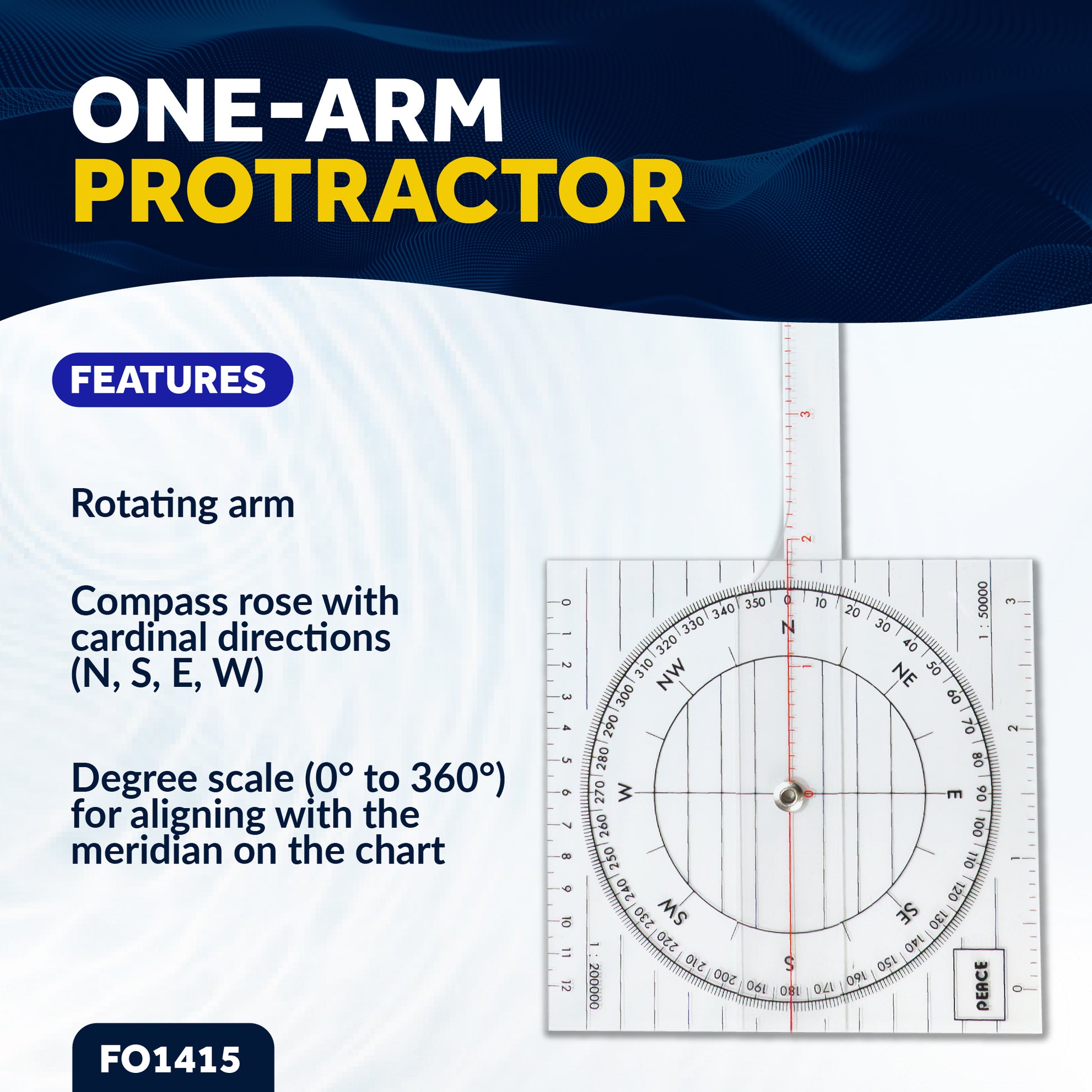 One-Arm Protractor for Navigations Charts - FO1415 - Five Oceans