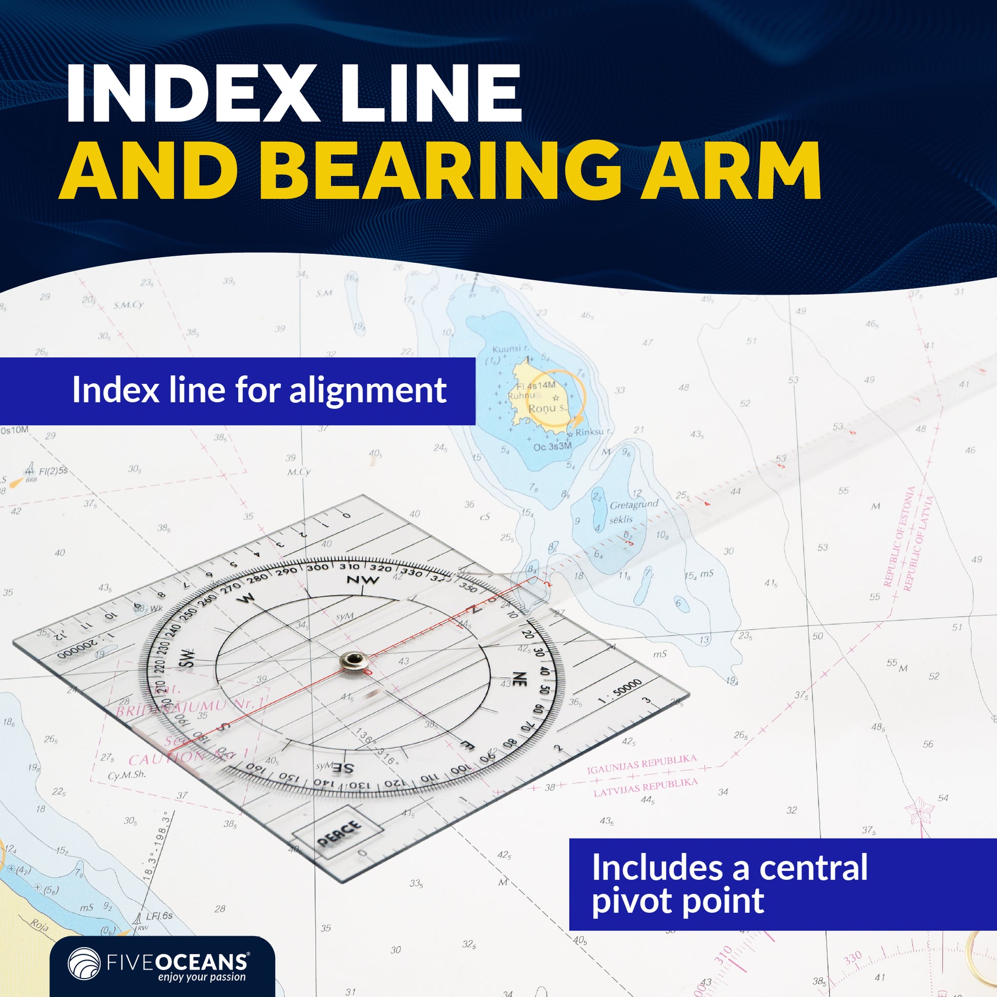 One-Arm Protractor for Navigations Charts - FO1415 - Five Oceans