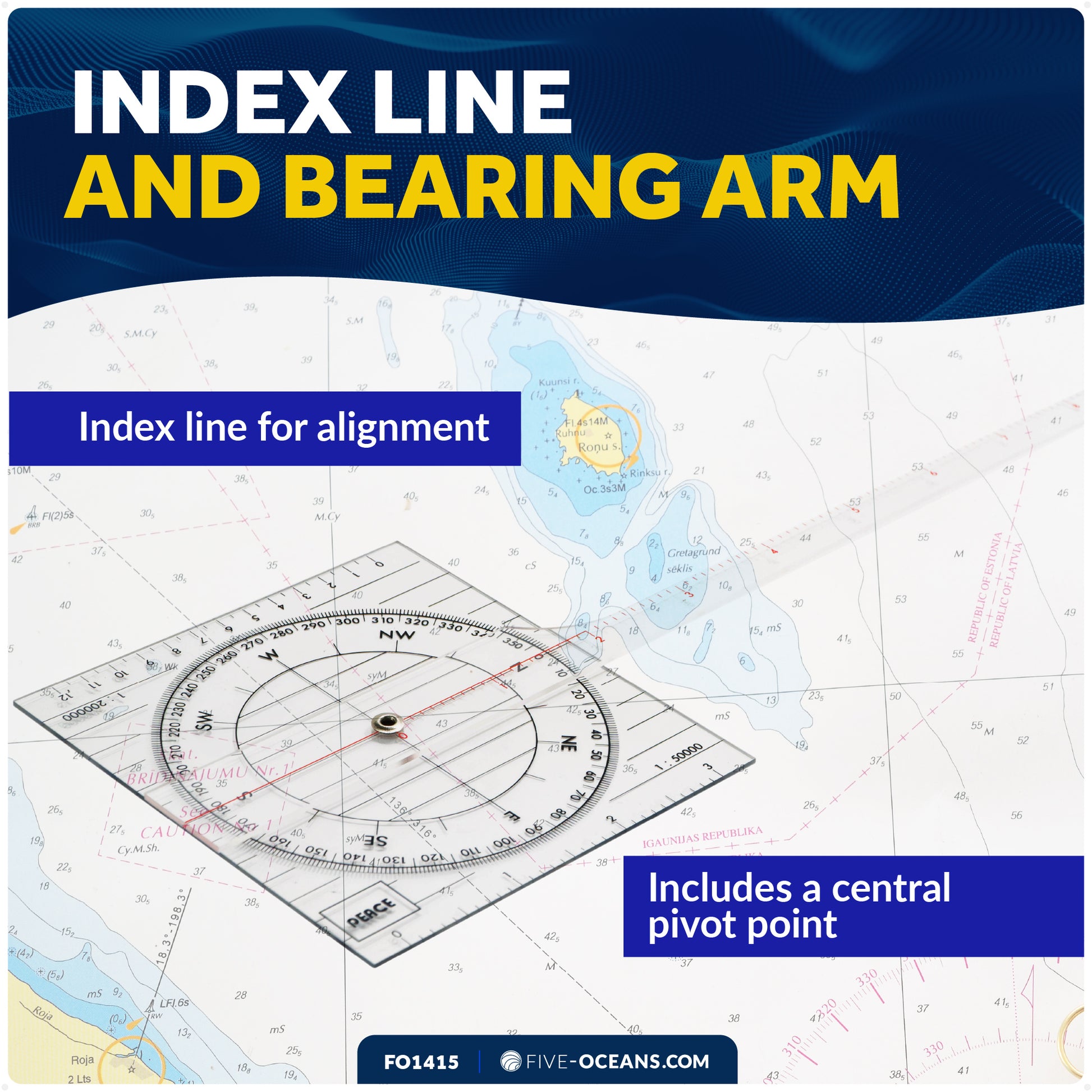 One-Arm Protractor for Navigations Charts - FO1415 - Five Oceans