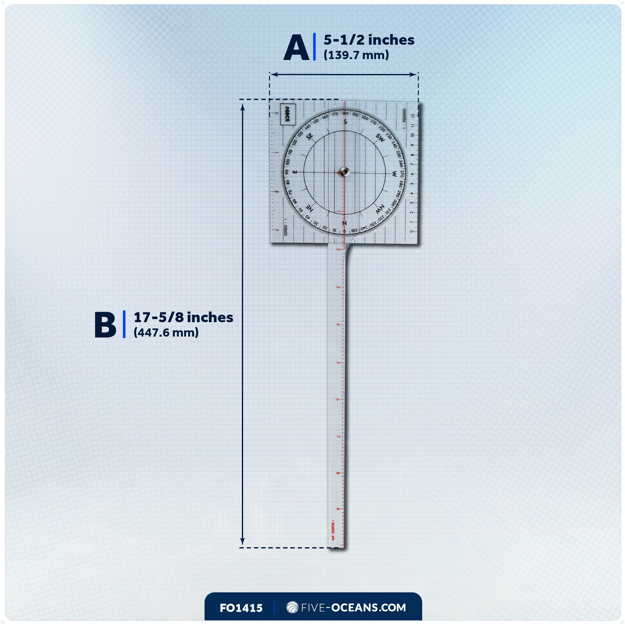 One-Arm Protractor for Navigations Charts - FO1415 - Five Oceans