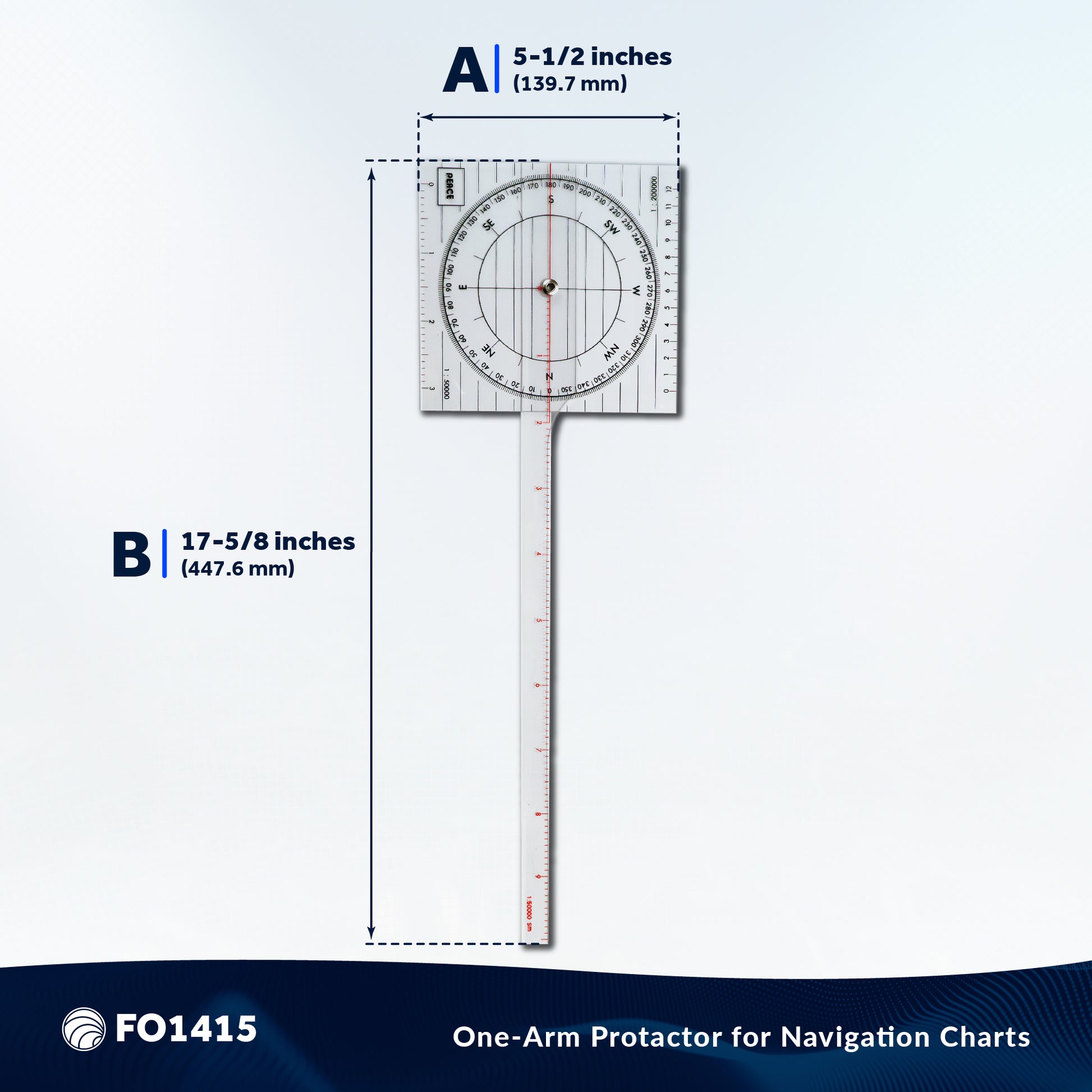 One-Arm Protractor for Navigations Charts - FO1415 - Five Oceans