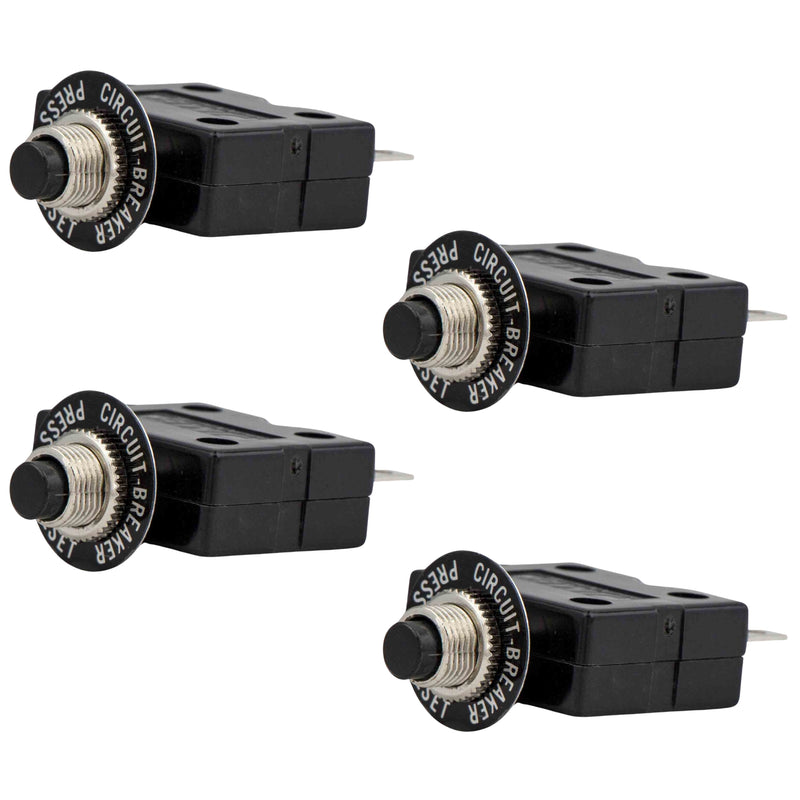 10 Amp Push-Button Reset Circuit Breaker 125-250V AC / 50V DC, 4-Pack - FO1431-M4 - Five Oceans