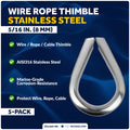 5/16" Wire Rope Thimble, AISI316 Stainless Steel, 5-Pack - FO1444-M5 - Five Oceans