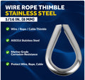 5/16" Wire Rope Thimble, AISI316 Stainless Steel - Five Oceans