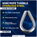 1/2" Wire Rope Thimble, AISI316 Stainless Steel, 50-Pack - FO1445-M50 - Five Oceans