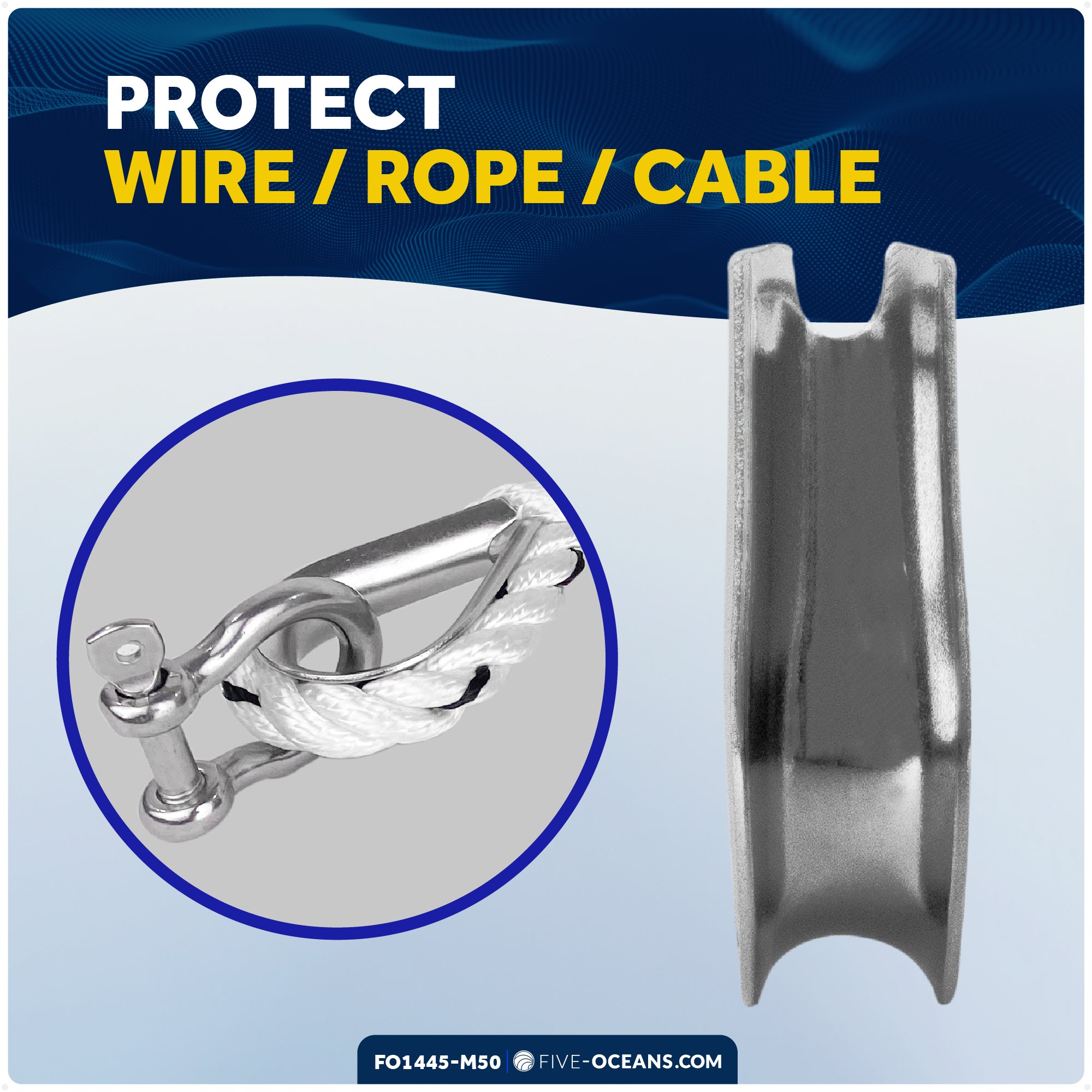1/2" Wire Rope Thimble, AISI316 Stainless Steel, 50-Pack - FO1445-M50