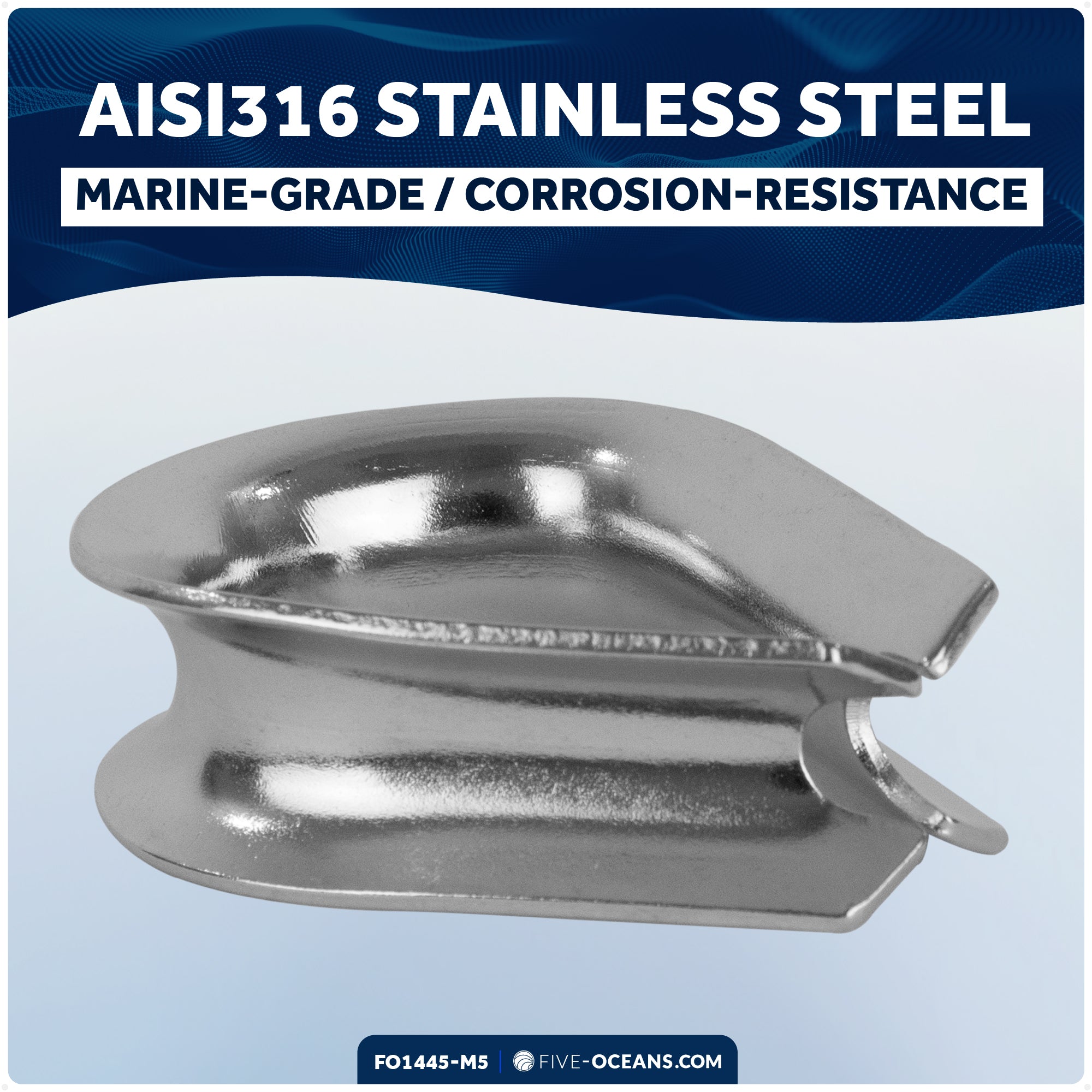 1/2" Wire Rope Thimble, AISI316 Stainless Steel, 5-Pack - FO1445-M5