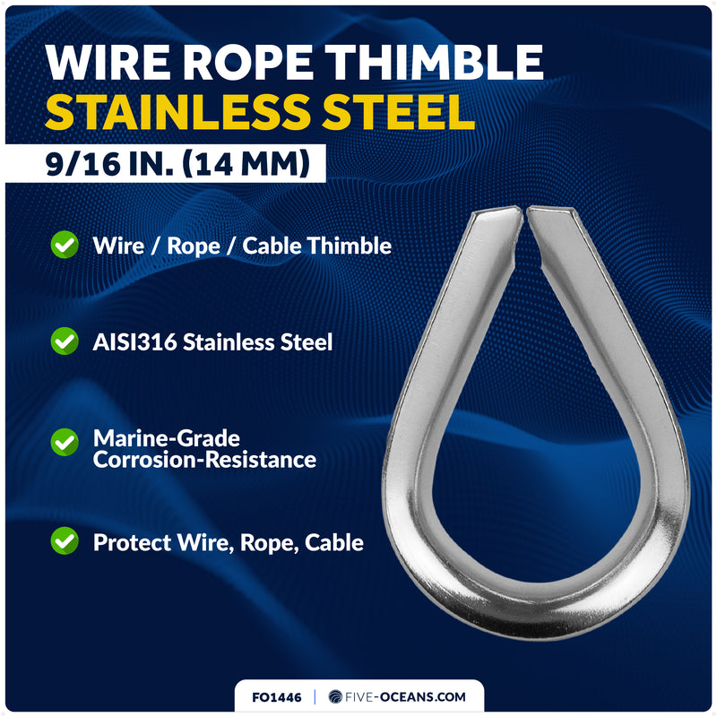 9/16" Wire Rope Thimble, AISI316 Stainless Steel – FO1446 - Five Oceans