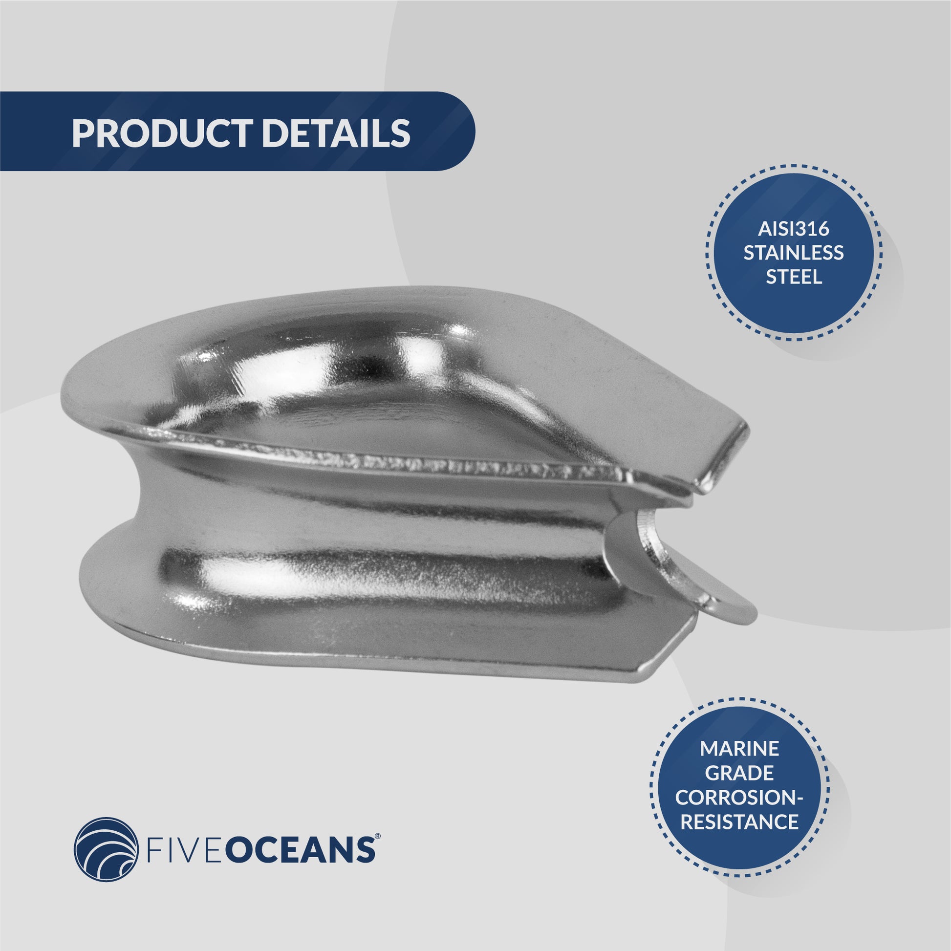 Five Oceans Wire Rope Thimble 9/16 inch Stainless Steel AISI316 FO-1446 - Five Oceans