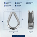 3/8" Wire Rope Thimble, AISI316 Stainless Steel, 5-Pack - FO1448-M5 - Five Oceans