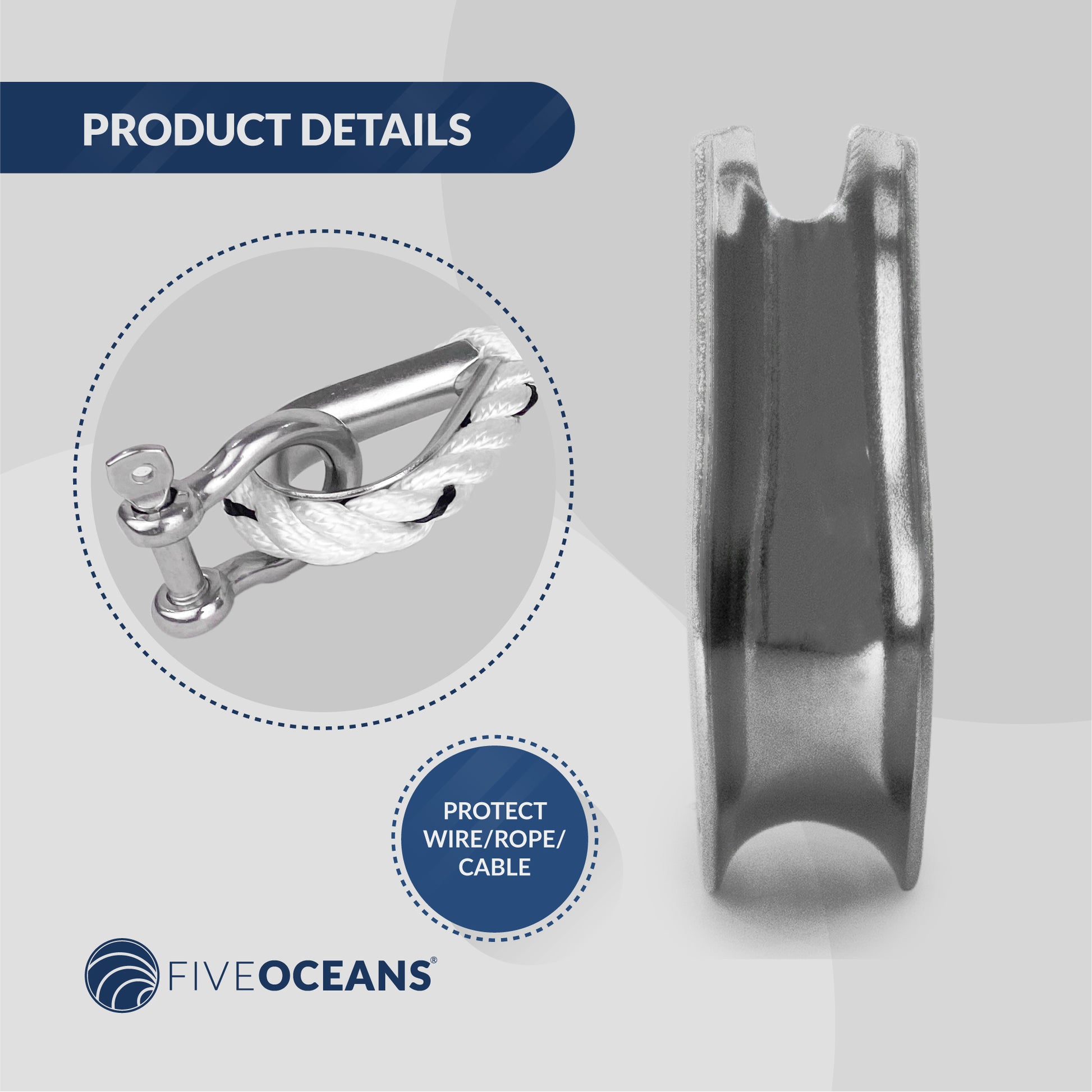 Five Oceans Wire Rope Thimble 5/8 inch Stainless Steel AISI316 FO-1449 - Five Oceans