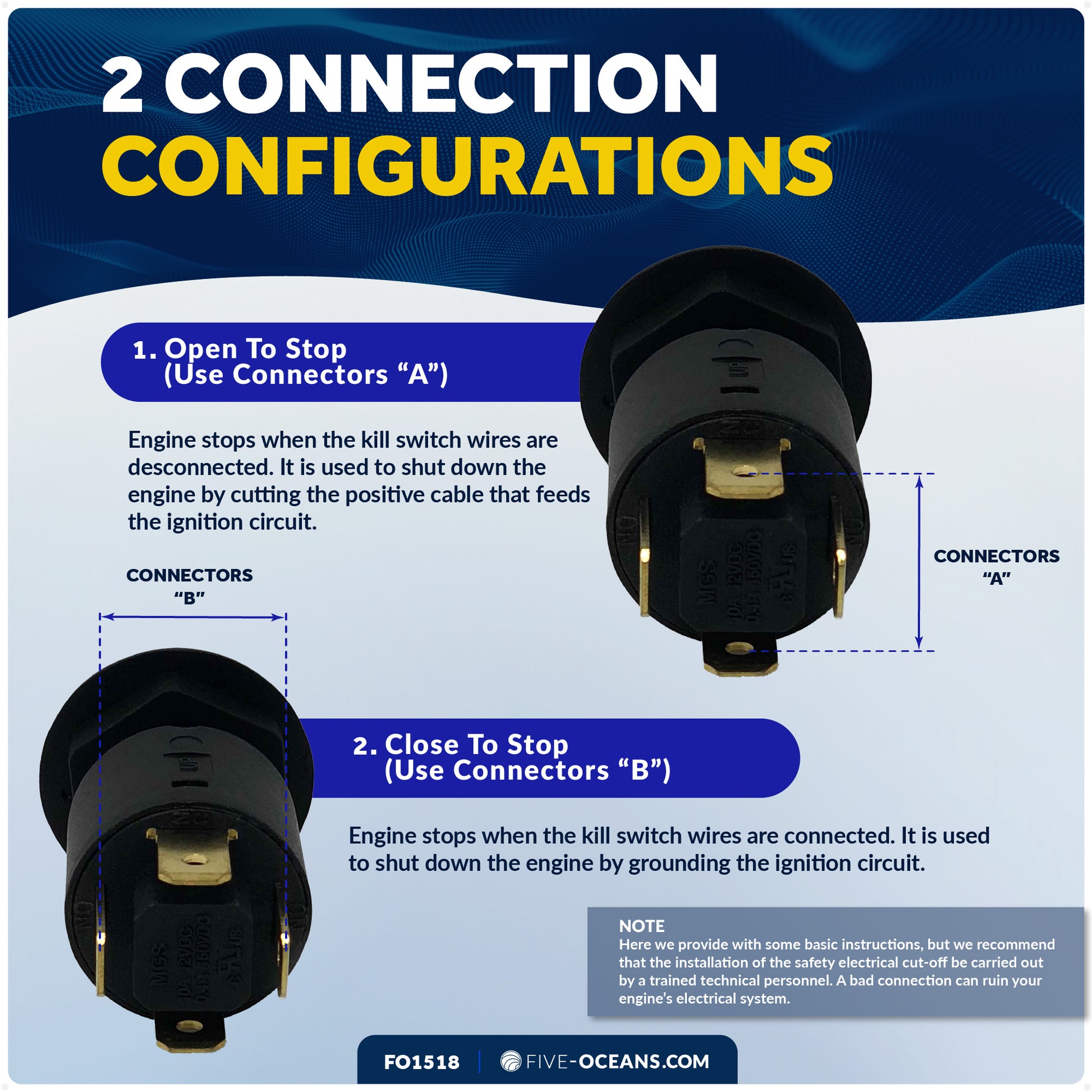 Emergency Cut-Off Switch, 12 Volts - FO1518 - Five Oceans