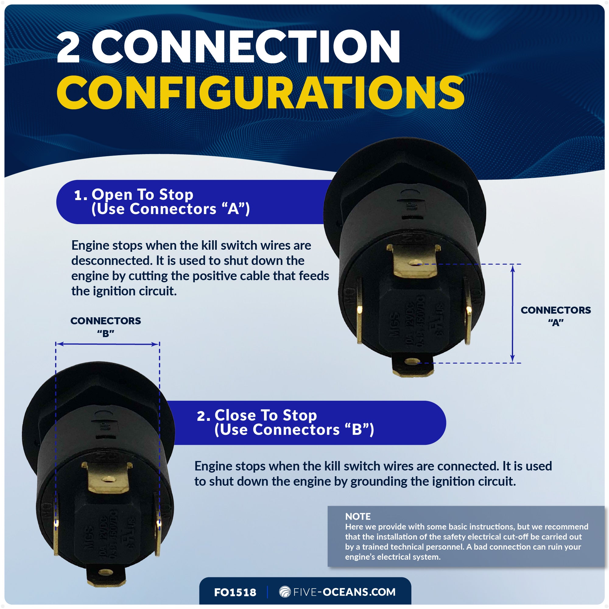 Emergency Cut-Off Switch, 12 Volts - FO1518 - Five Oceans