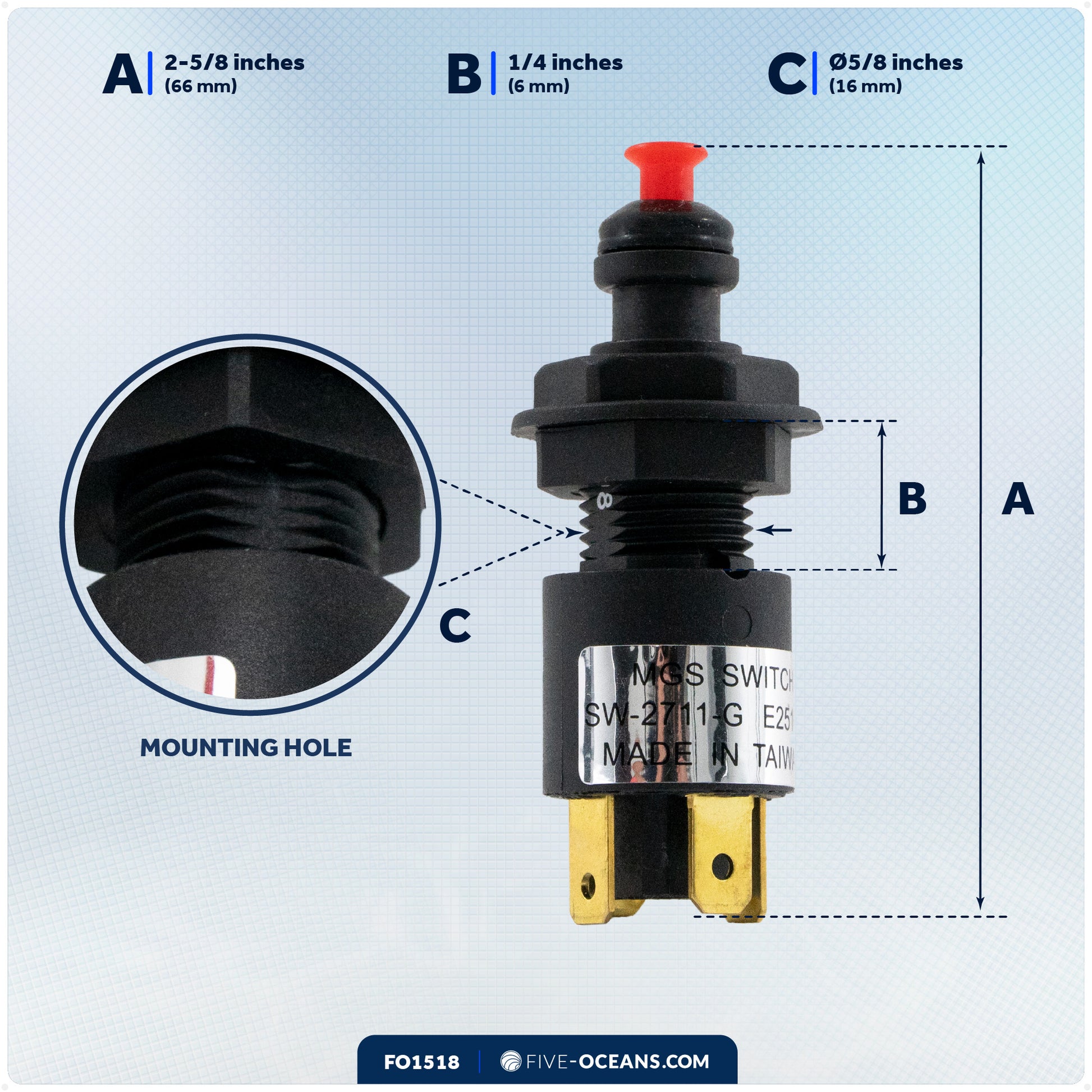 Emergency Cut-Off Switch, 12 Volts - FO1518 - Five Oceans