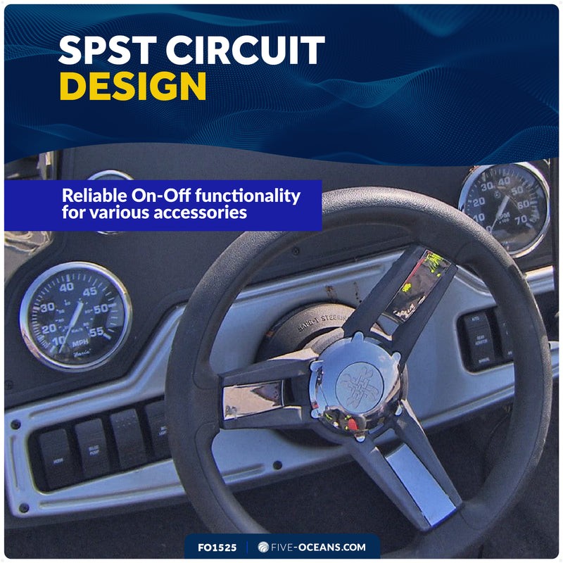 2-Pin On-Off Rocker Switch, SPST, 25A/12V DC - 15A/24V DC - FO1525 - Five Oceans
