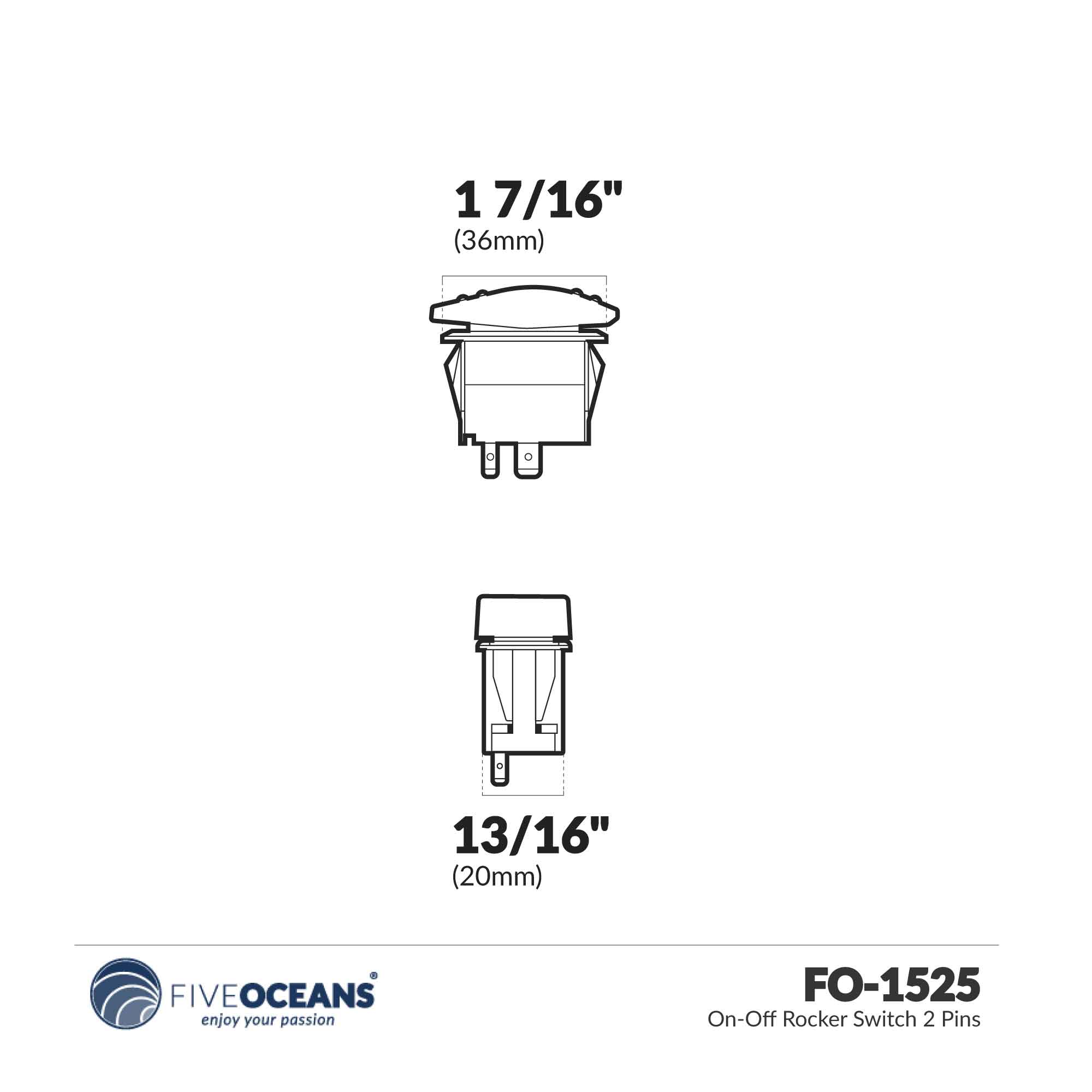 2-Pin On-Off Rocker Switch - FO1525 - Five Oceans