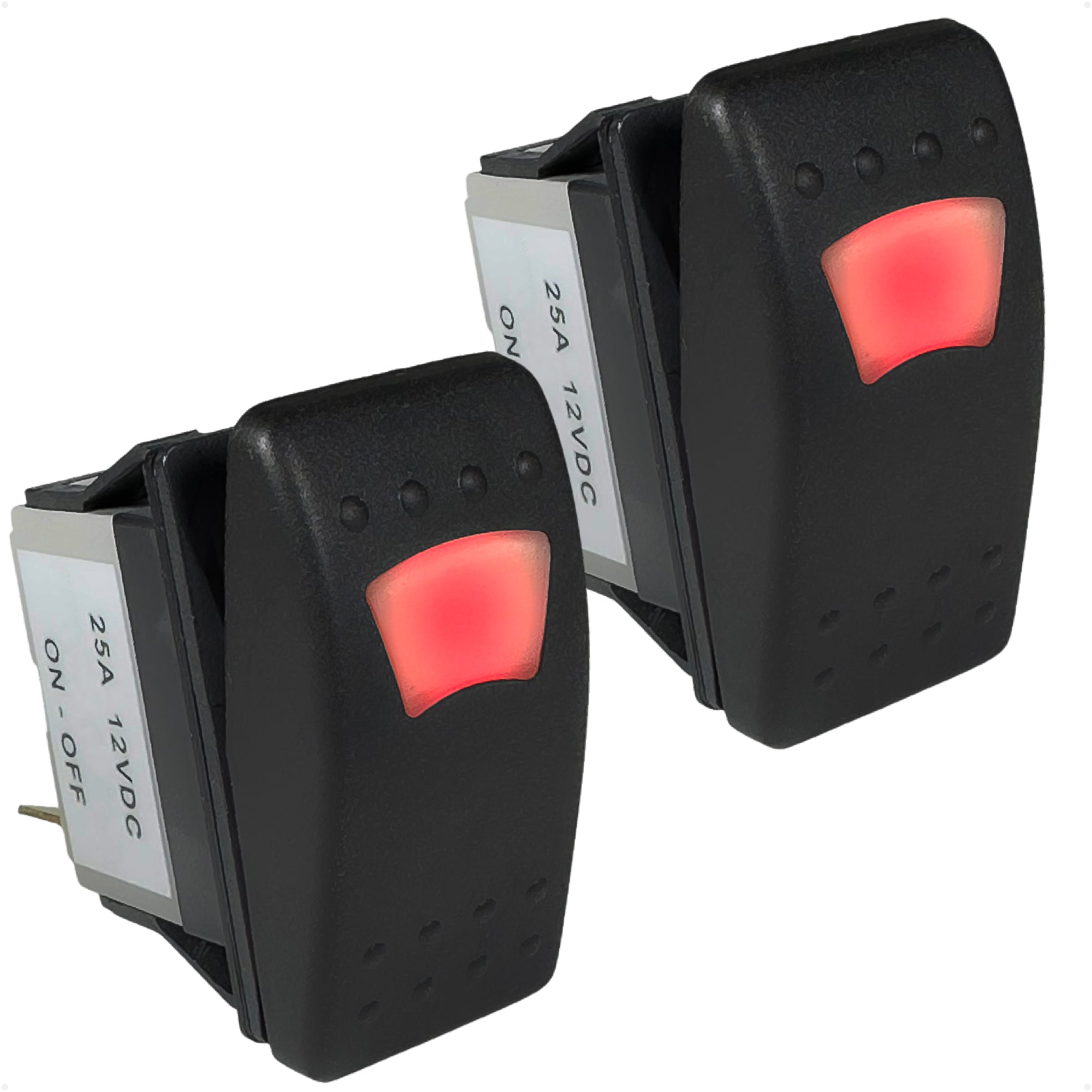 3-Pin On-Off LED Rocker Switch, SPST, 25A/12V DC - 15A/24V DC, 2-Pack - FO1526-M2