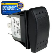 3-Pin (On)-Off-(On) Momentary Rocker Switch, SPDT, 25A/12V DC - 15A/24V DC - FO1528