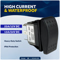 3-Pin (On)-Off-(On) Momentary Rocker Switch, SPDT, 25A/12V DC - 15A/24V DC - FO1528 - Five Oceans