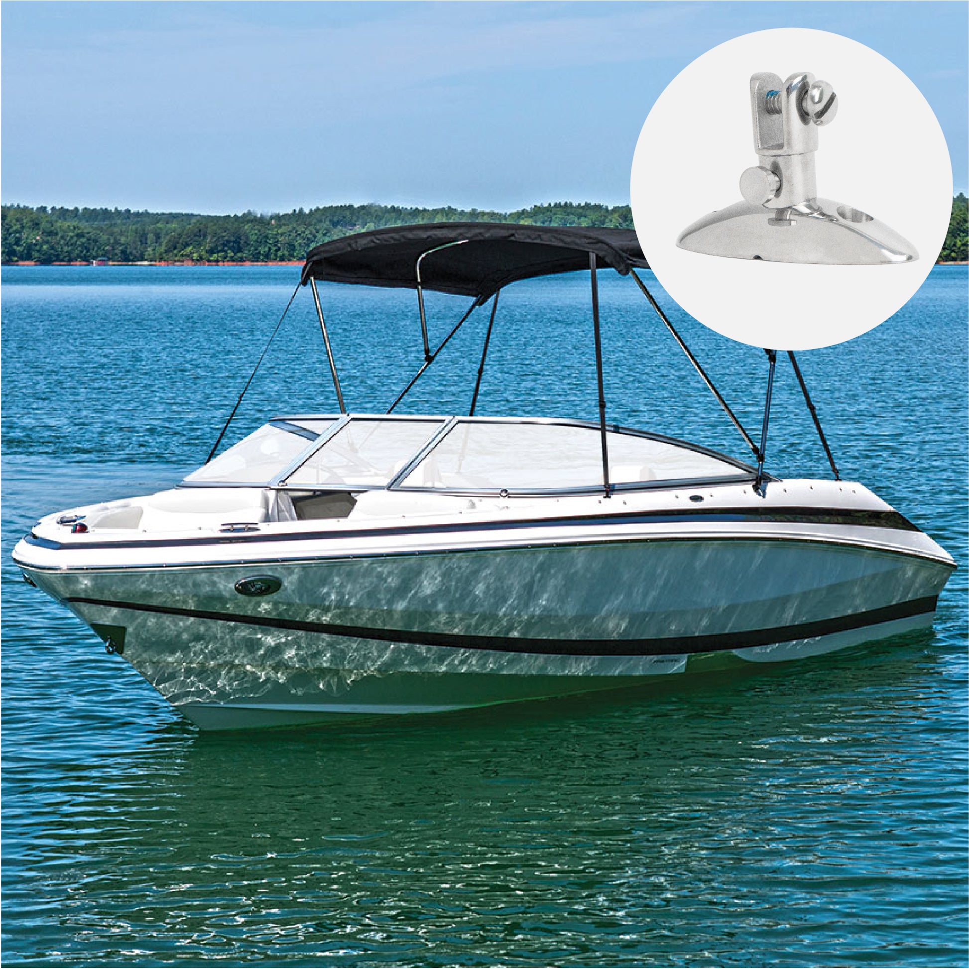 Bimini Quick Release Swivel Deck Hinge, Stainless Steel 2-Pack - FO1529-M2 - Five Oceans
