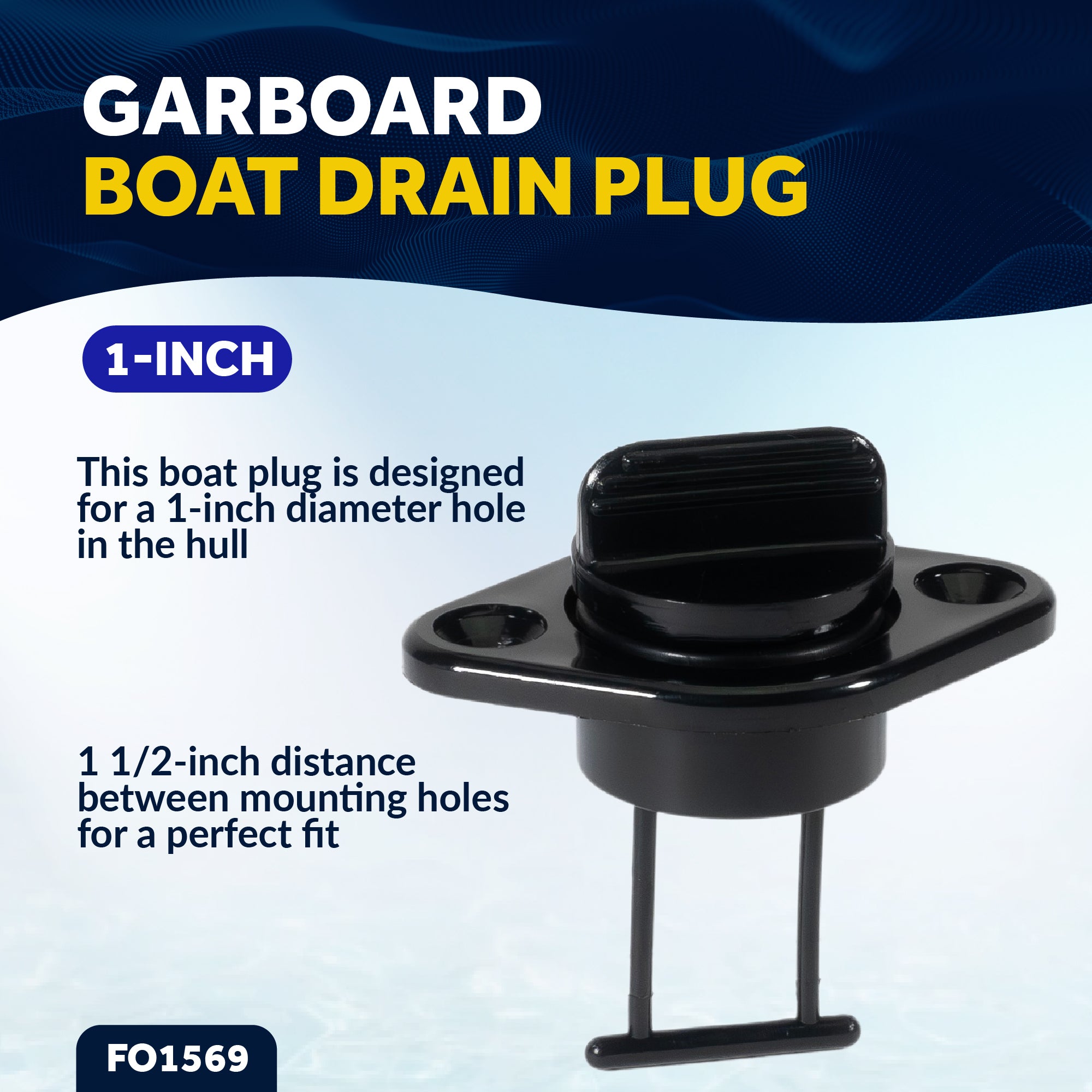 Garboard Boat Drain Plug For 1" Transom Hole, Black Nylon - FO1569 - Five Oceans