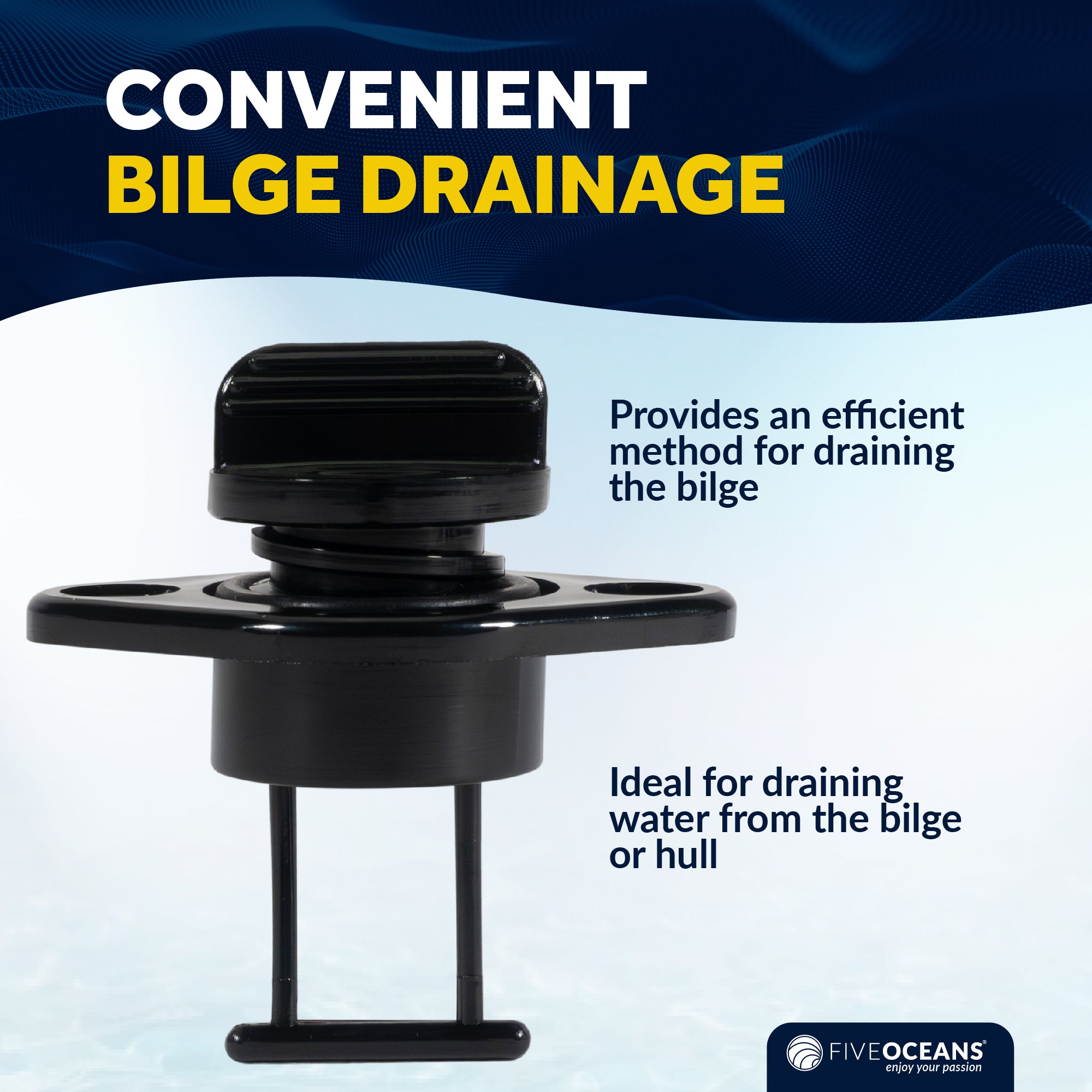 Garboard Boat Drain Plug For 1" Transom Hole, Black Nylon - FO1569 - Five Oceans