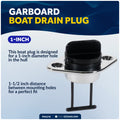 Garboard Drain Plug for 1" Transom Hole, Chrome Plated Brass/Black Nylon - FO1570 - Five Oceans