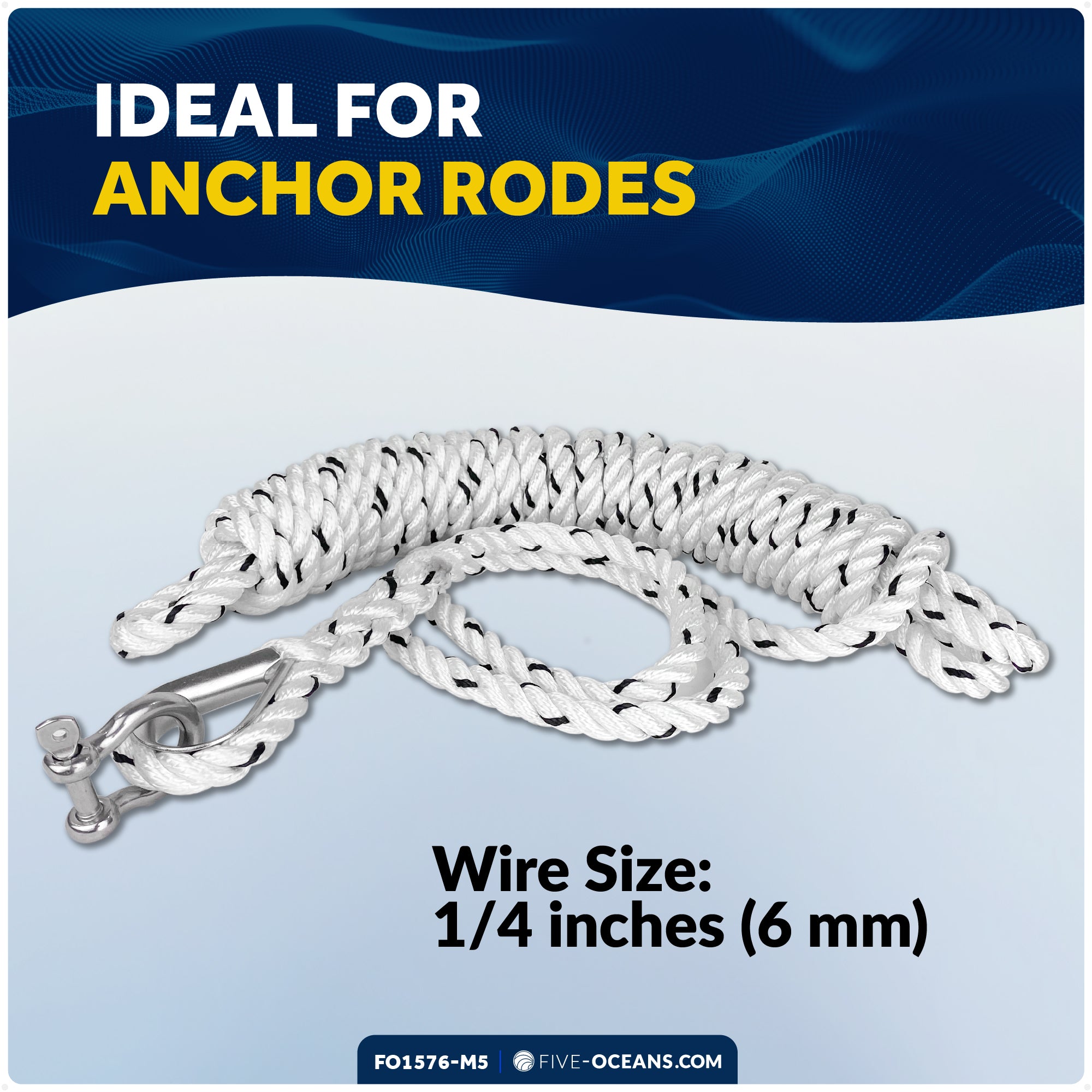 1/4" Wire Rope Thimble, AISI316 Stainless Steel, 5-Pack - FO1576-M5