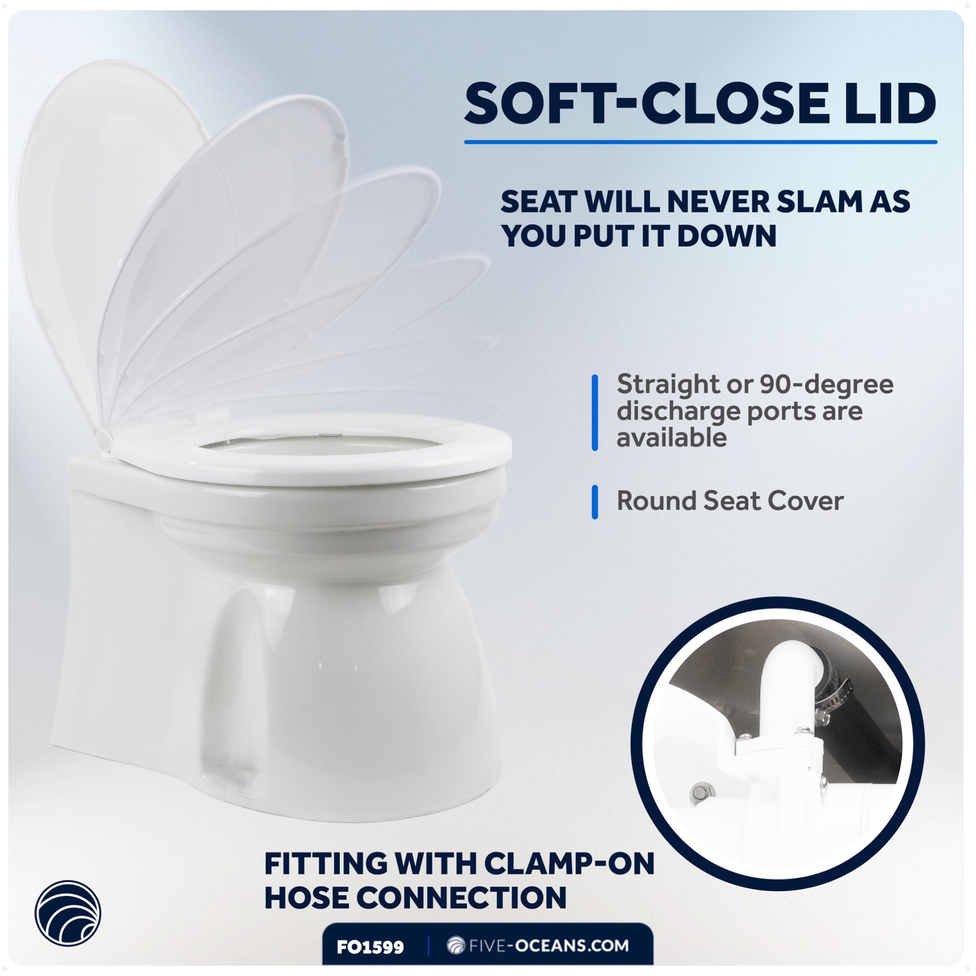 TMC Electric Toilet, Medium Bowl, Built-In Macerator Pump, 12V DC - FO1599 - Five Oceans