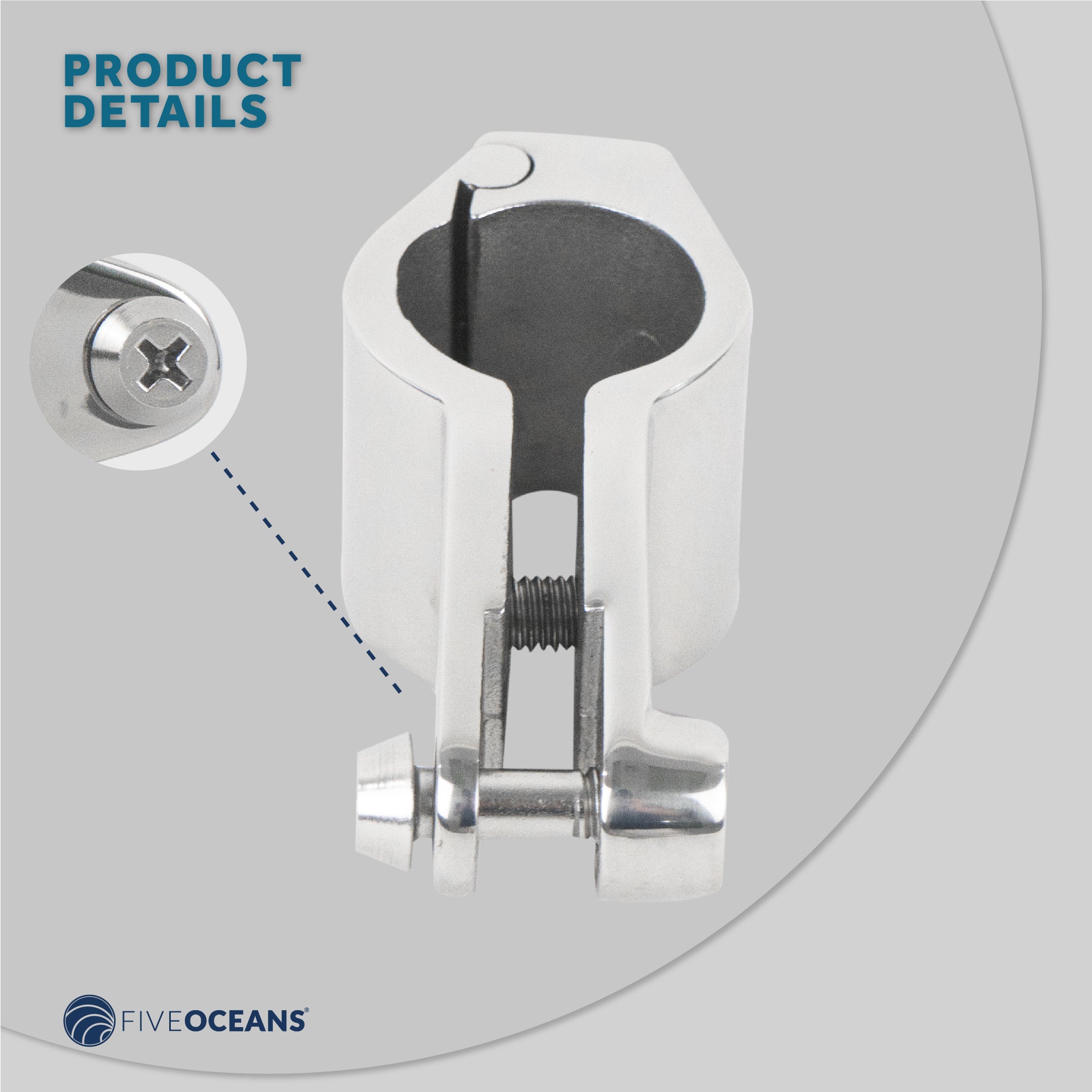 Bimini Top Hinged Jaw Slide, 7/8" Stainless Steel 2-Pack - FO1632-M2 - Five Oceans