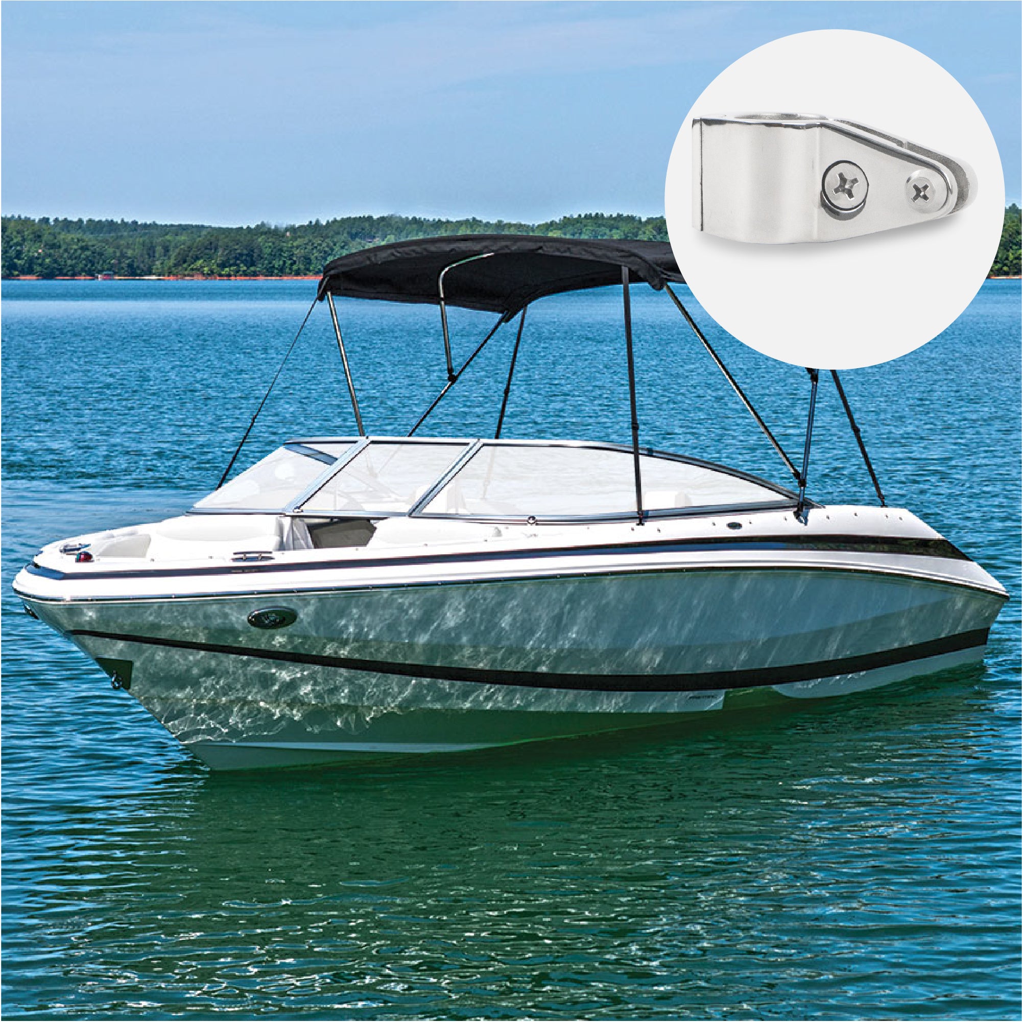 Bimini Top Hinged Jaw Slide, 7/8" Stainless Steel 2-Pack - FO1632-M2 - Five Oceans