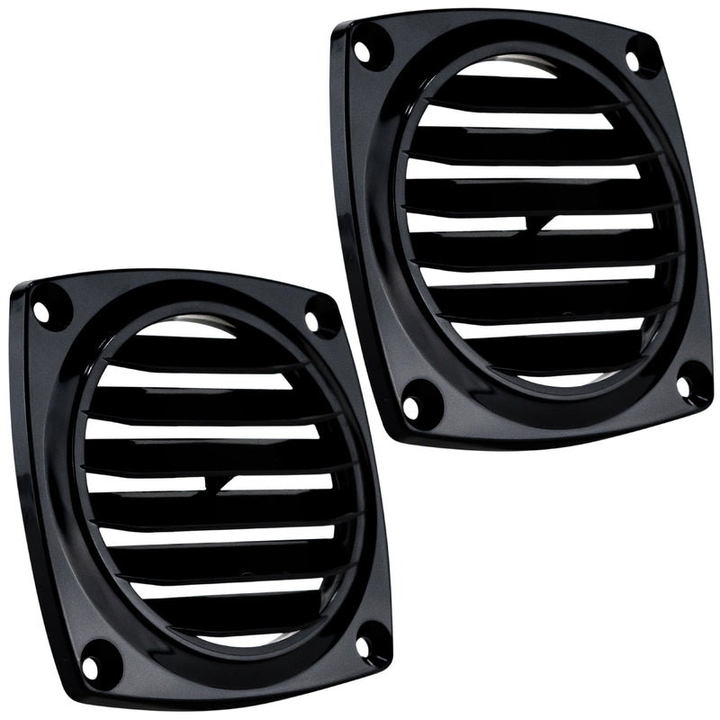 6-Slotted Louvered Flush Hose Ventilators, 3" Hose Diameter, Black, 2-Pack - FO1675-M2 - Five Oceans