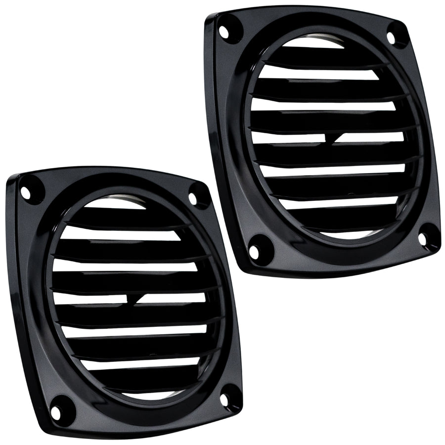 6-Slotted Louvered Flush Hose Ventilators, 3" Hose Diameter, Black, 2-Pack - FO1675-M2 - Five Oceans