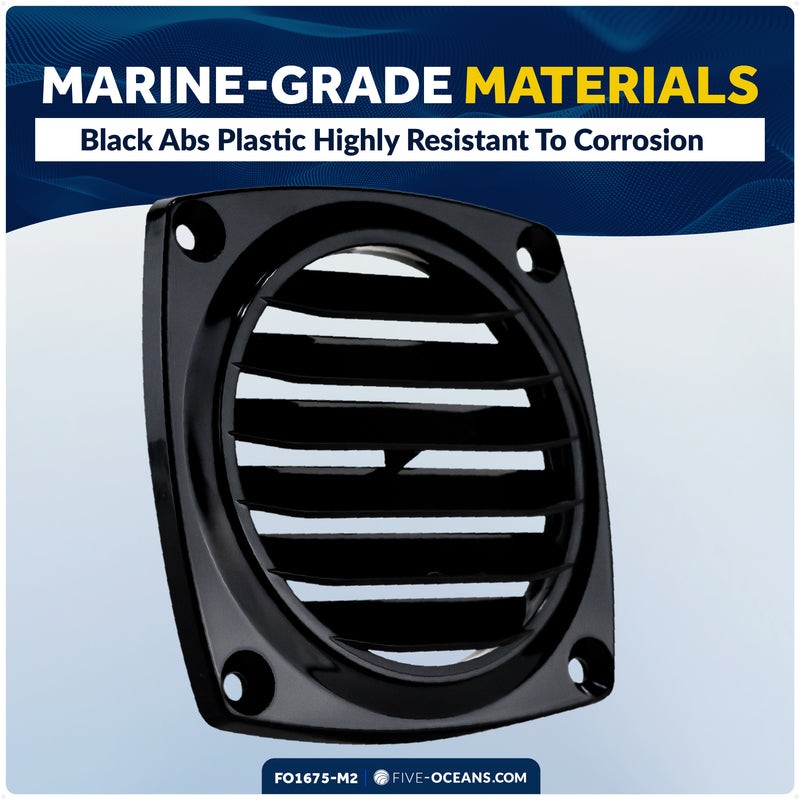 6-Slotted Louvered Flush Hose Ventilators, 3" Hose Diameter, Black, 2-Pack - FO1675-M2 - Five Oceans